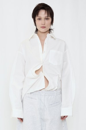 2WAY BUTTON BIG SHIRT / WHITE