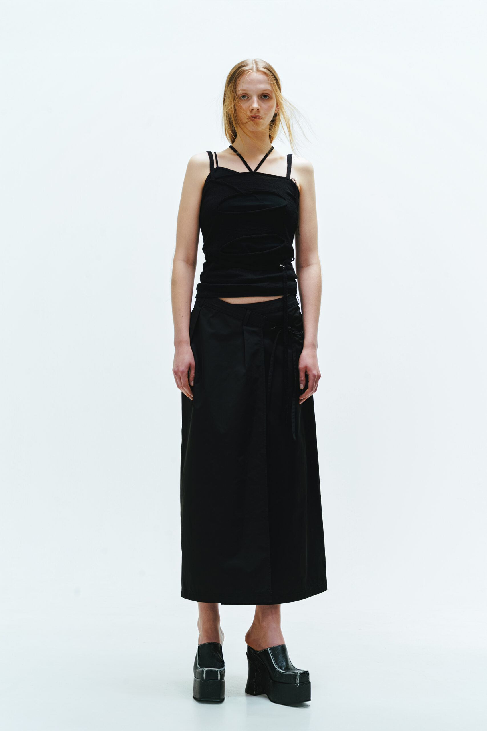 LAYERED KNIT CAMISOLE / BLACK