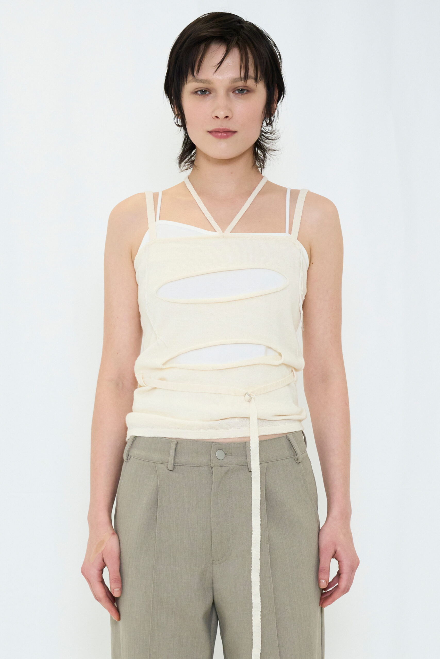 【POP UP】 LAYERED KNIT CAMISOLE / IVORY