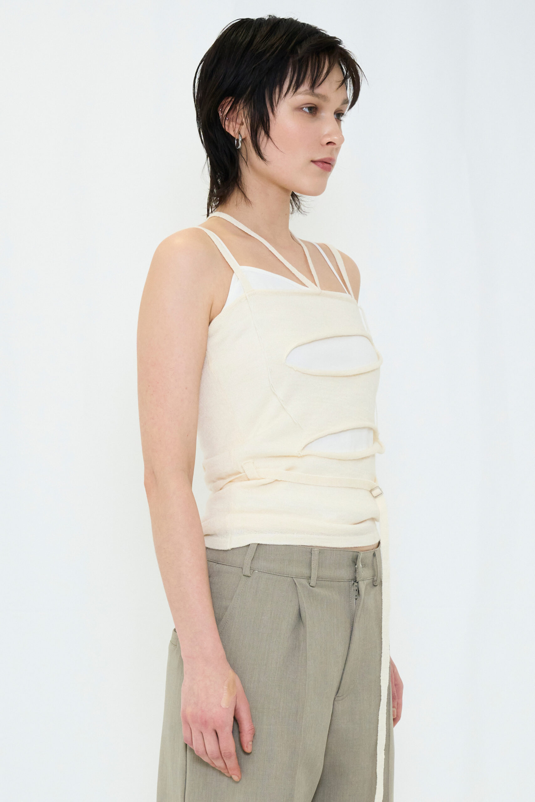 【POP UP】 LAYERED KNIT CAMISOLE / IVORY