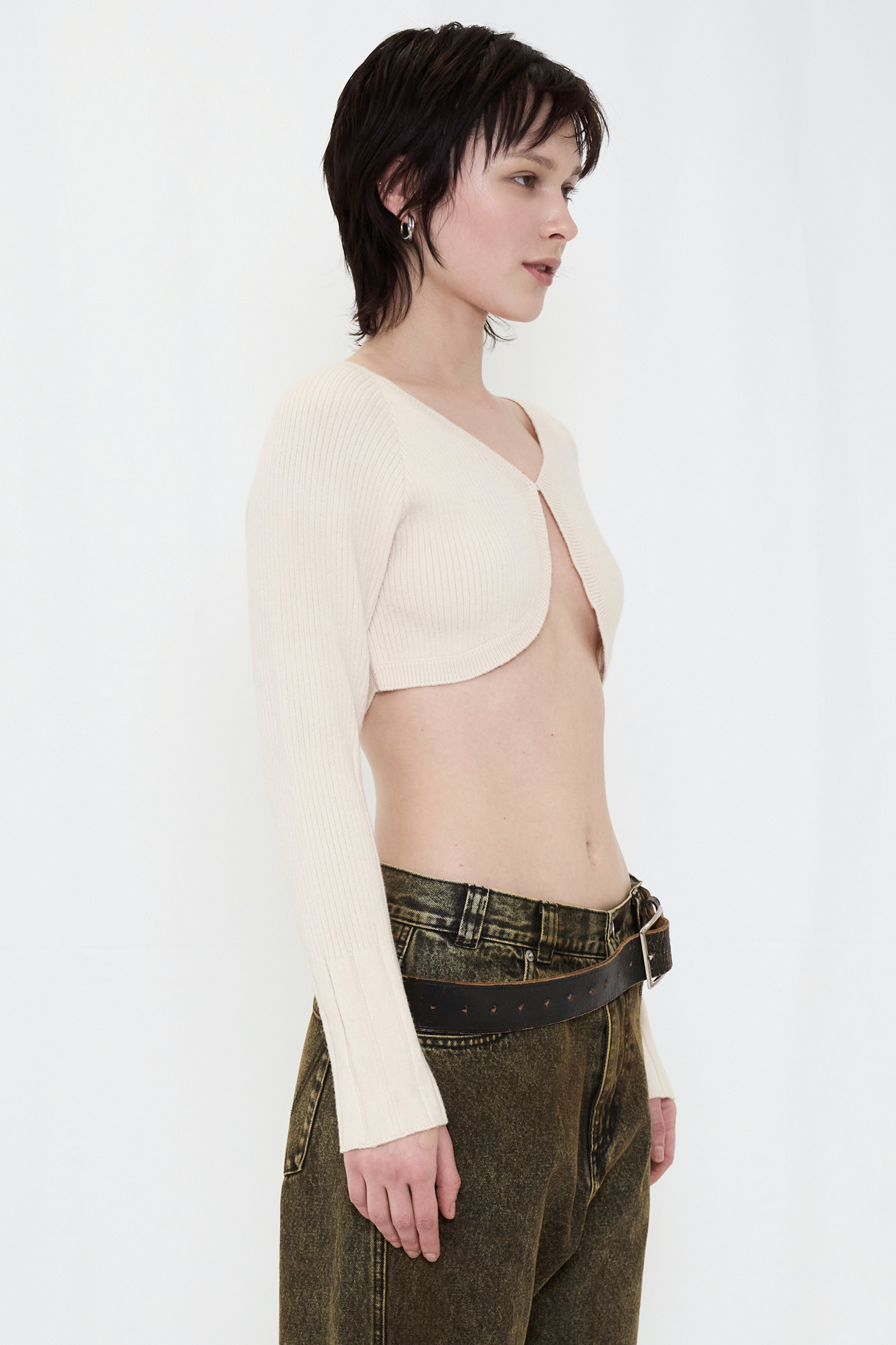 KNIT BOLERO CARDIGAN / IVORY