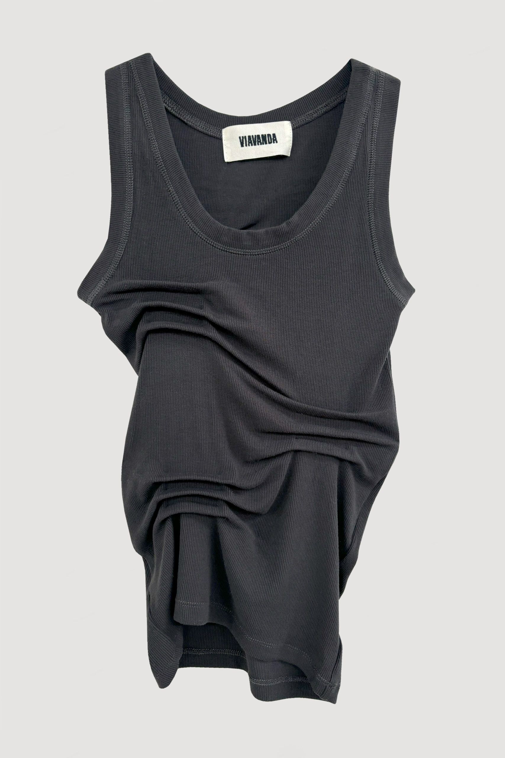 TUCK RIB TANK TOP / CHARCOAL