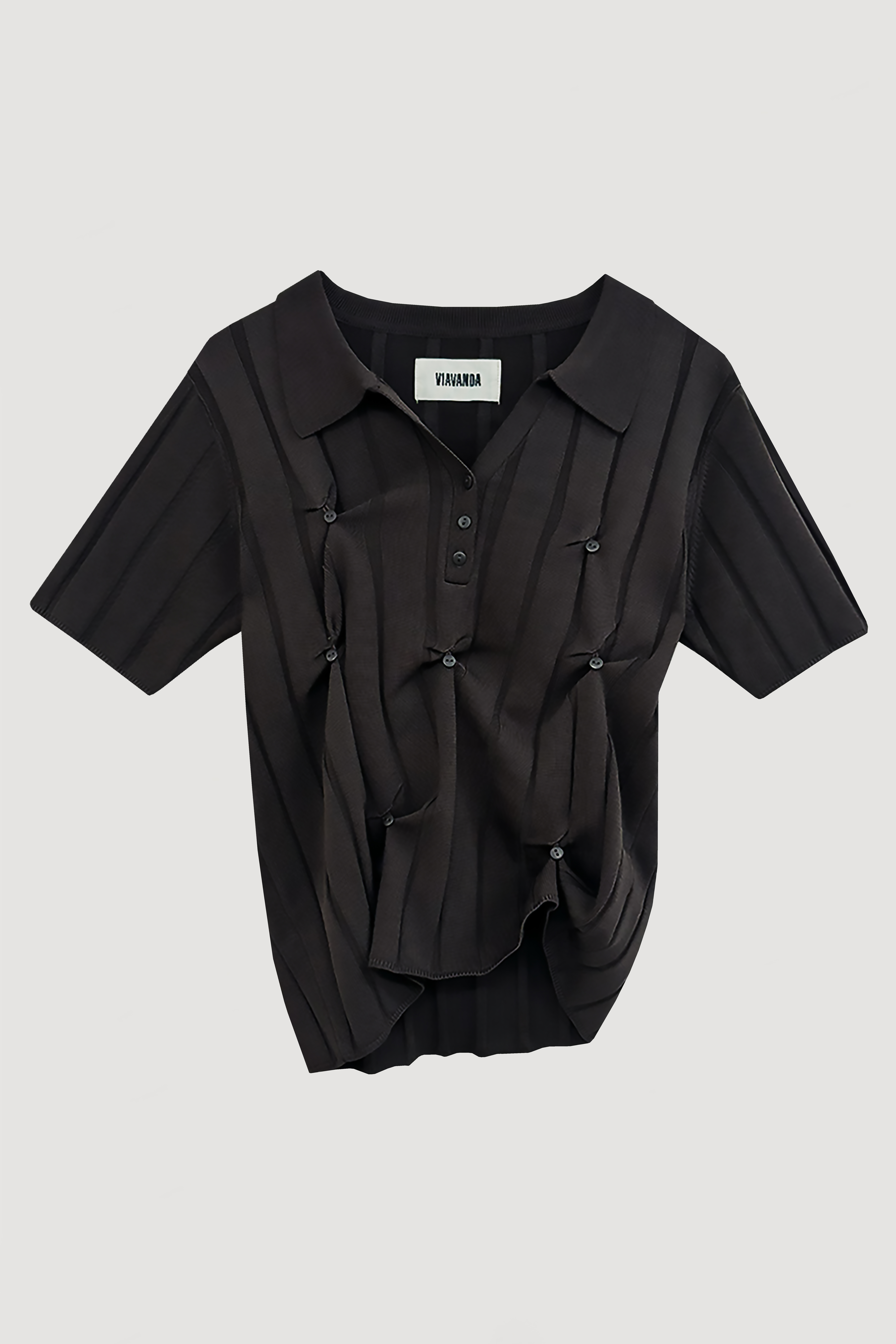 SMOOTH KNIT POLO SHIRT / CHARCOAL