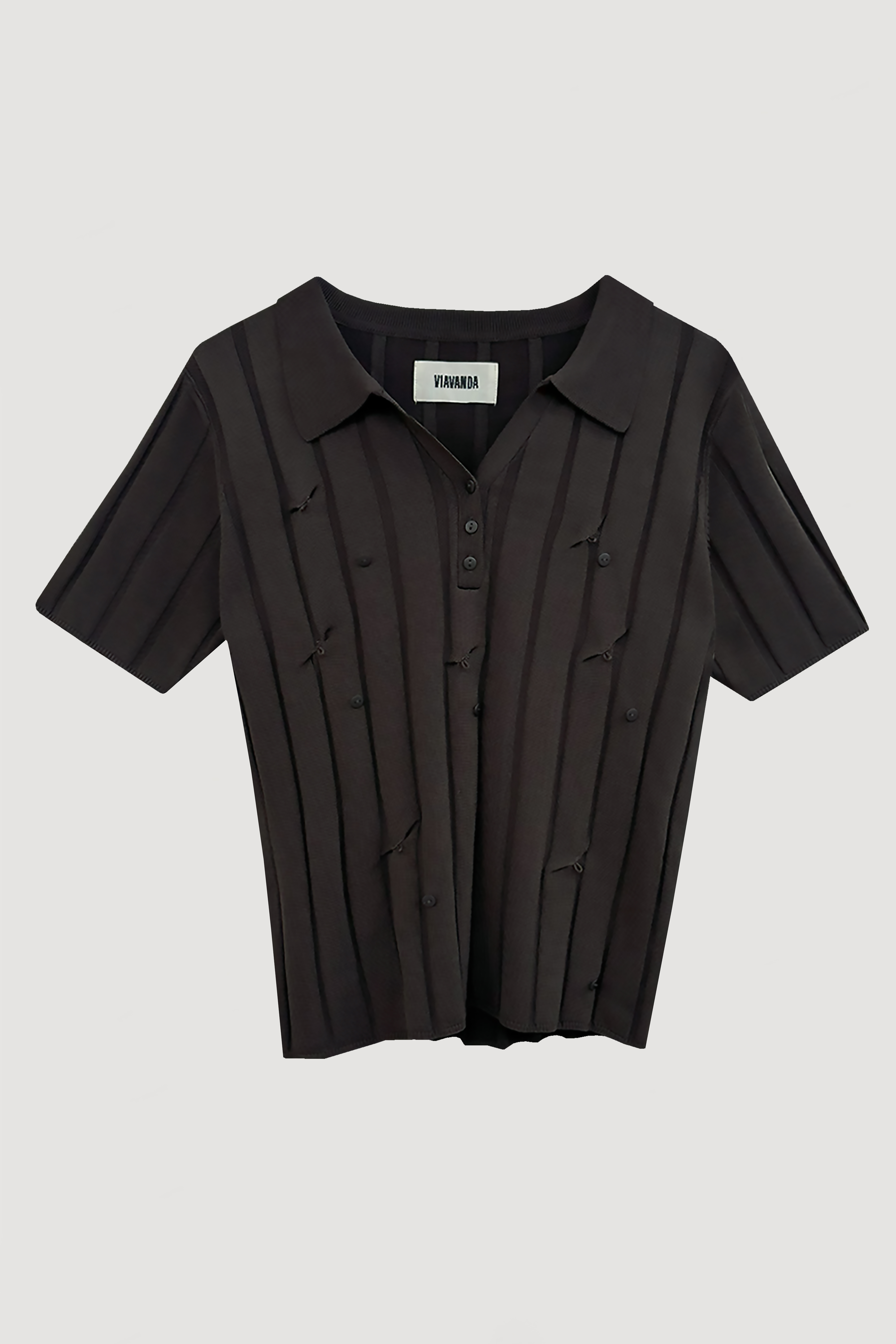 SMOOTH KNIT POLO SHIRT / CHARCOAL