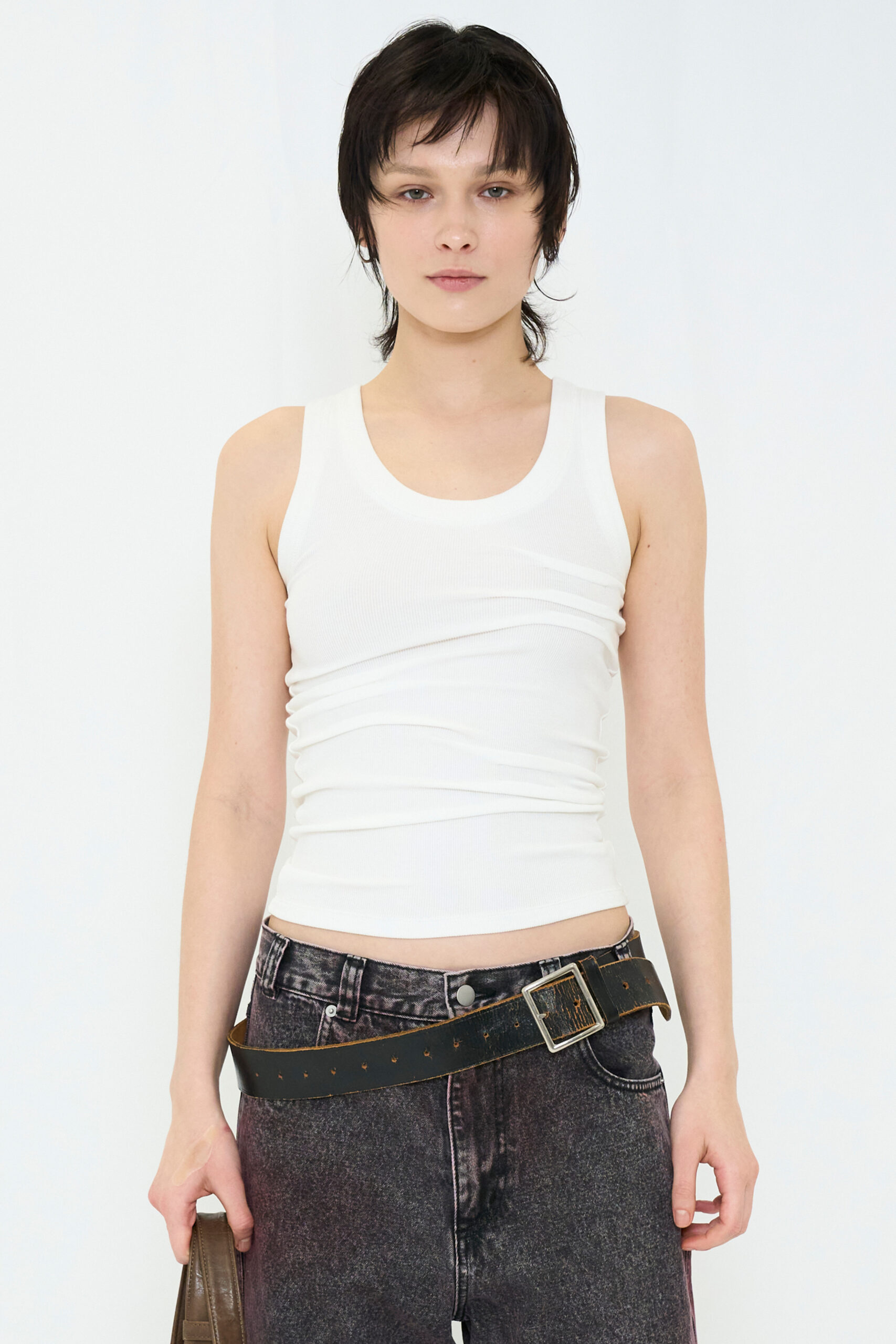 【POP UP】TUCK RIB TANK TOP / WHITE
