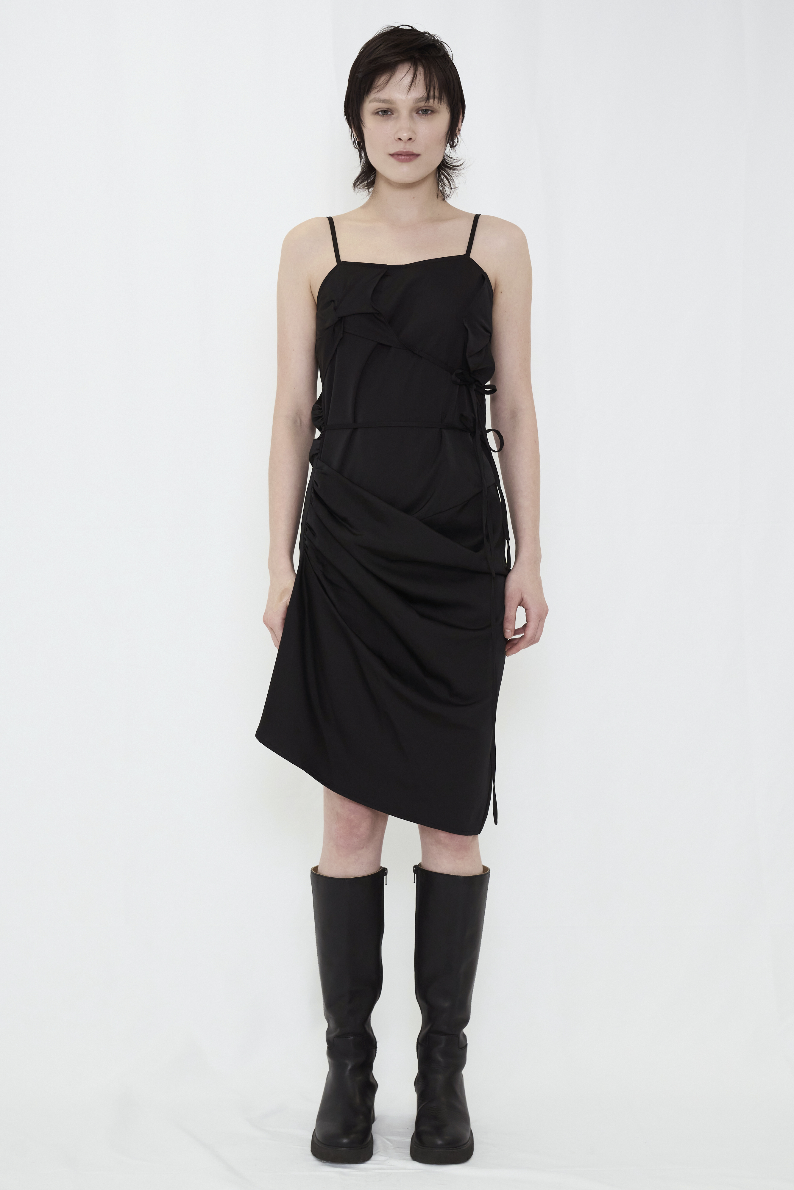 SATIN CAMISOLE DRESS / CHARCOAL