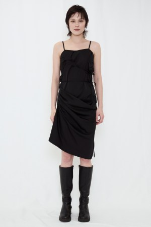 SATIN CAMISOLE DRESS / CHARCOAL