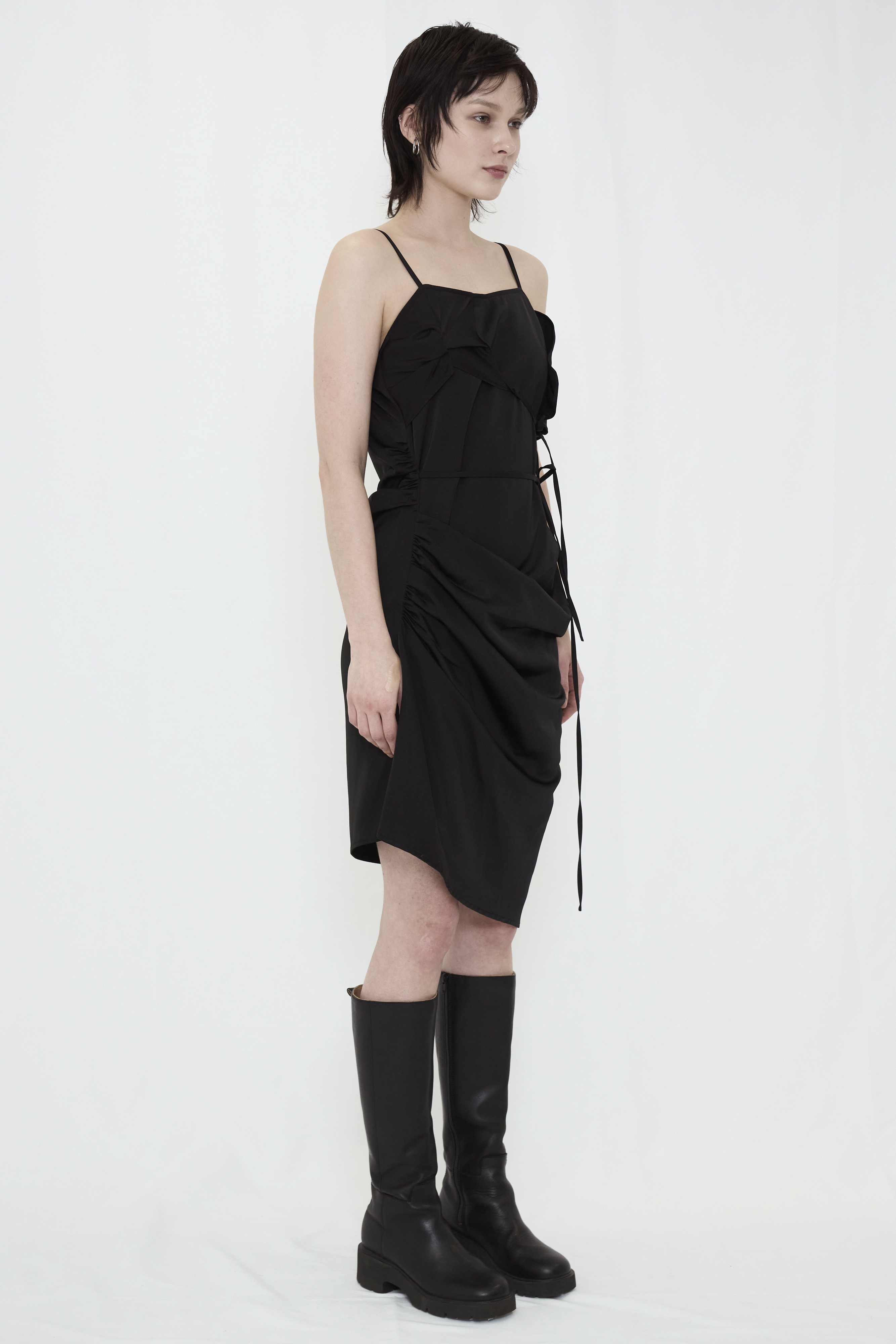 SATIN CAMISOLE DRESS / CHARCOAL