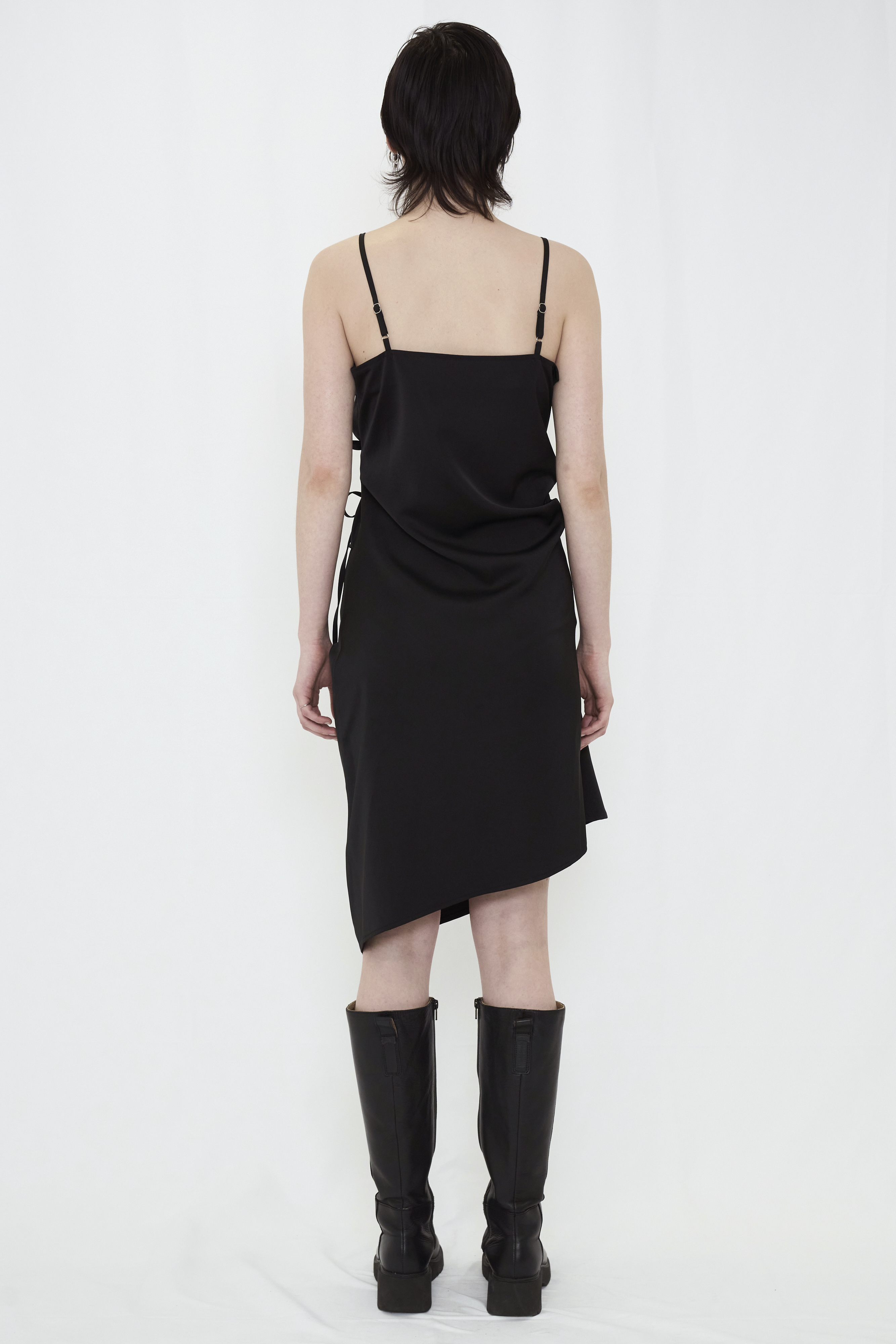 SATIN CAMISOLE DRESS / CHARCOAL