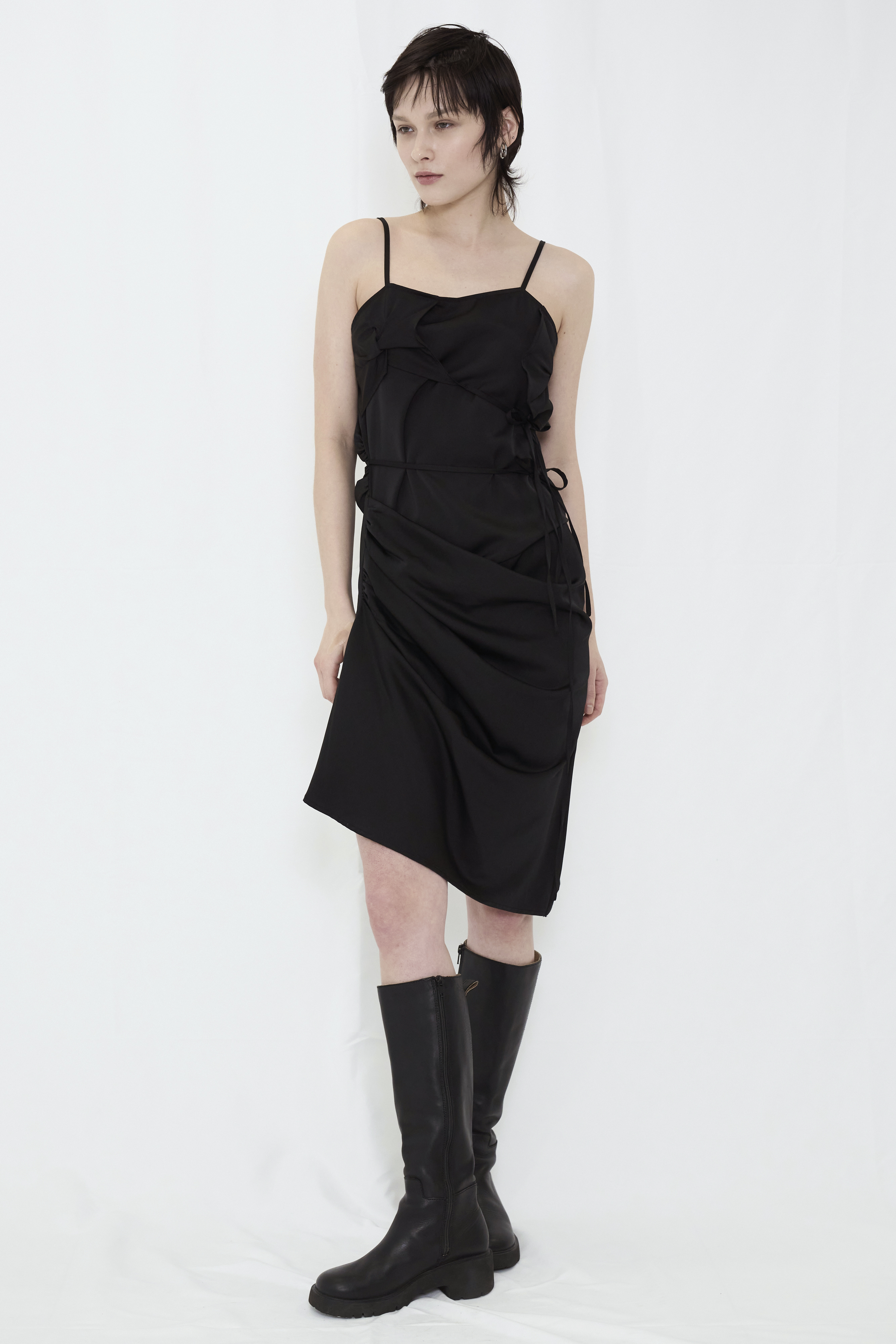 SATIN CAMISOLE DRESS / CHARCOAL
