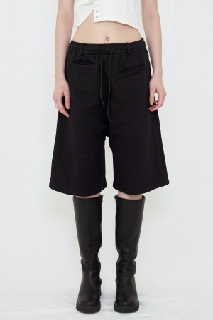 DISTORTION HALF SWEATPANTS / BLACK