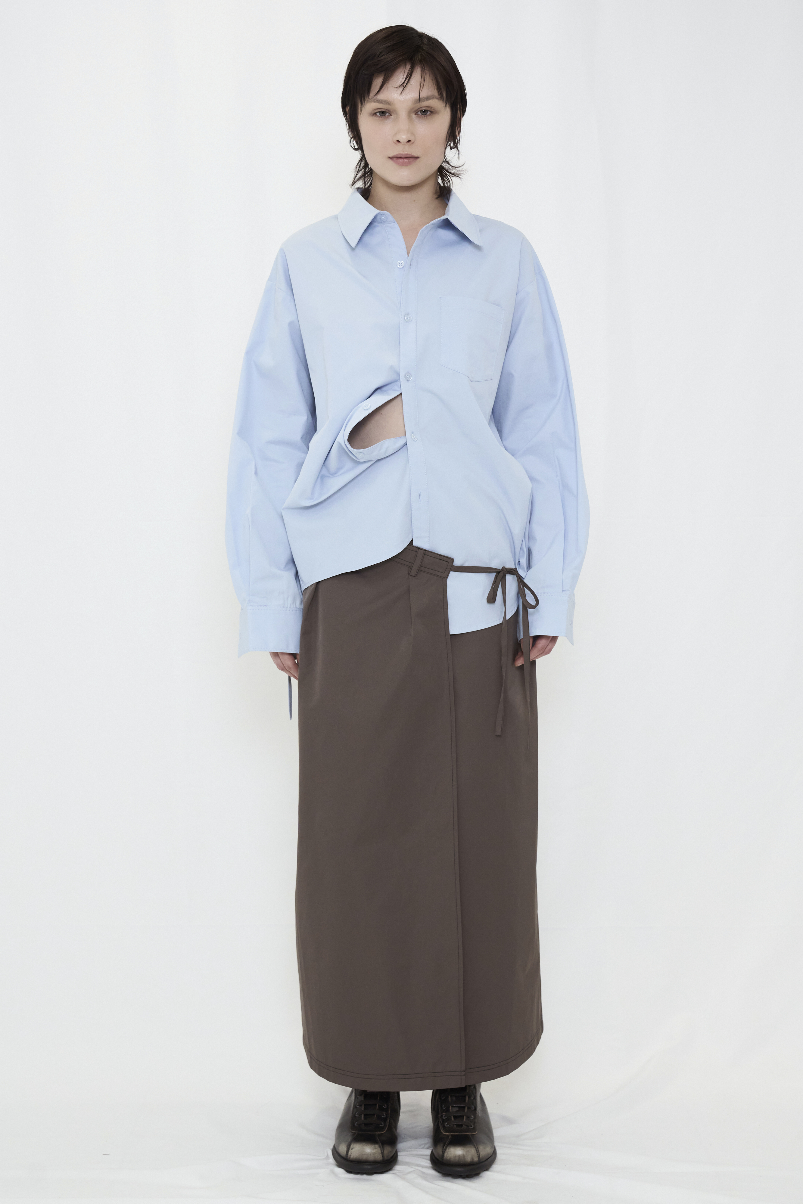 WRAP MAXI SKIRT / GRAY