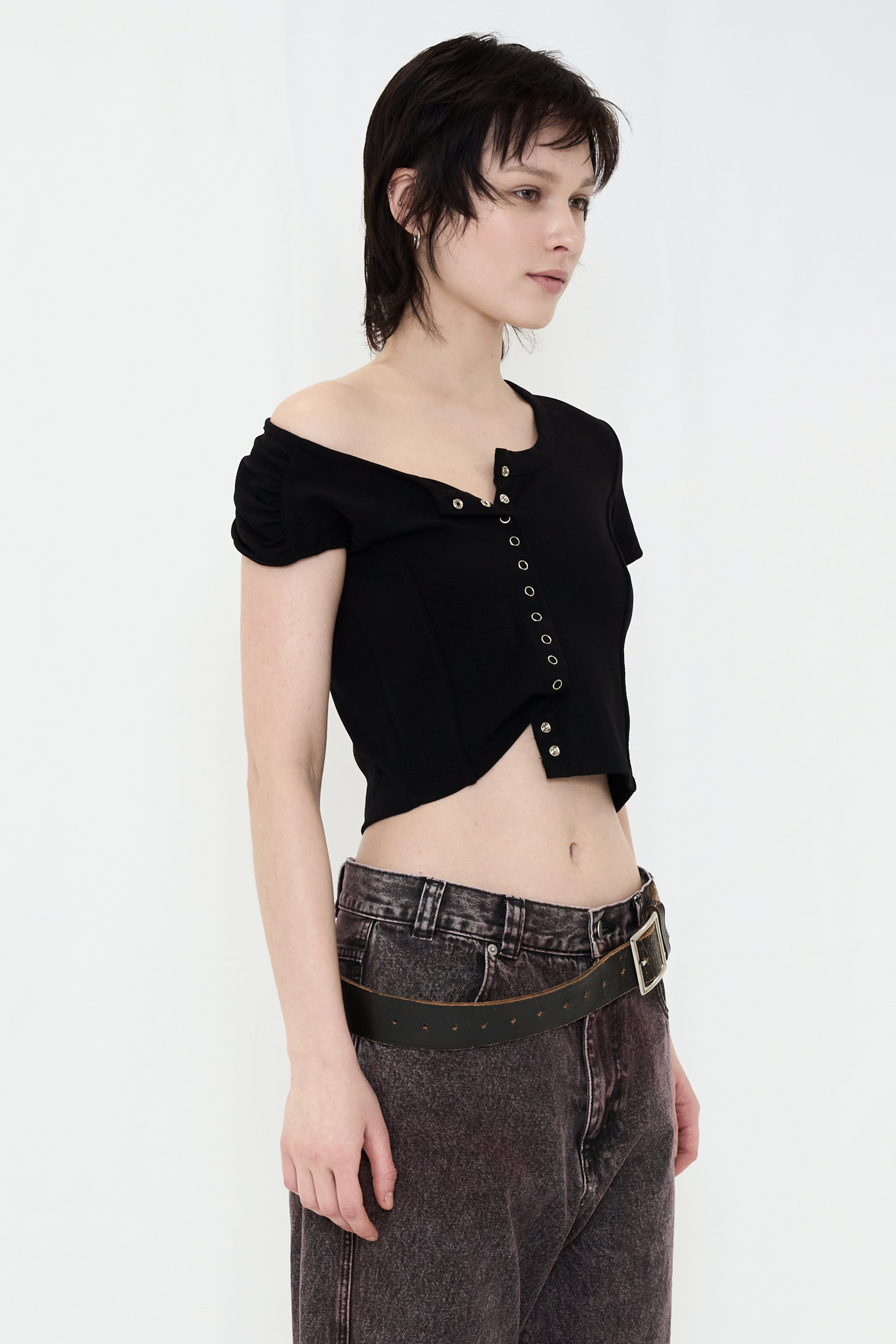 ASYMMETRIC MINI TOP / BLACK