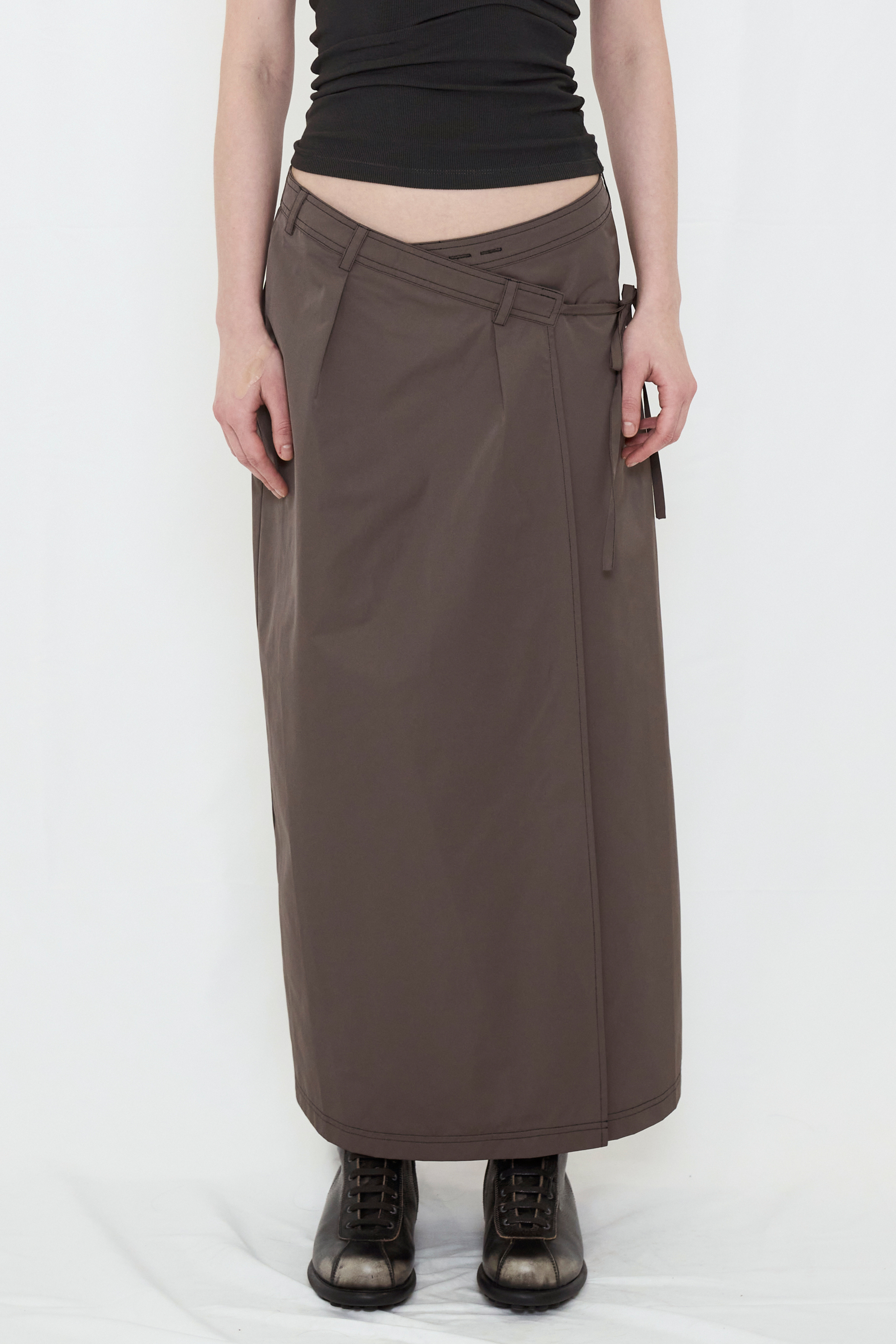 WRAP MAXI SKIRT / GRAY
