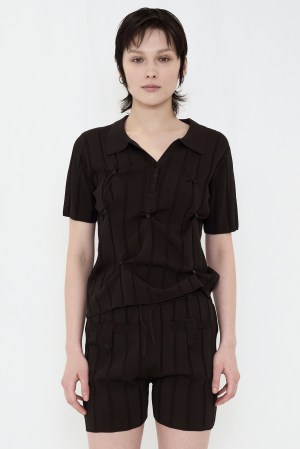 SMOOTH KNIT POLO SHIRT / CHARCOAL