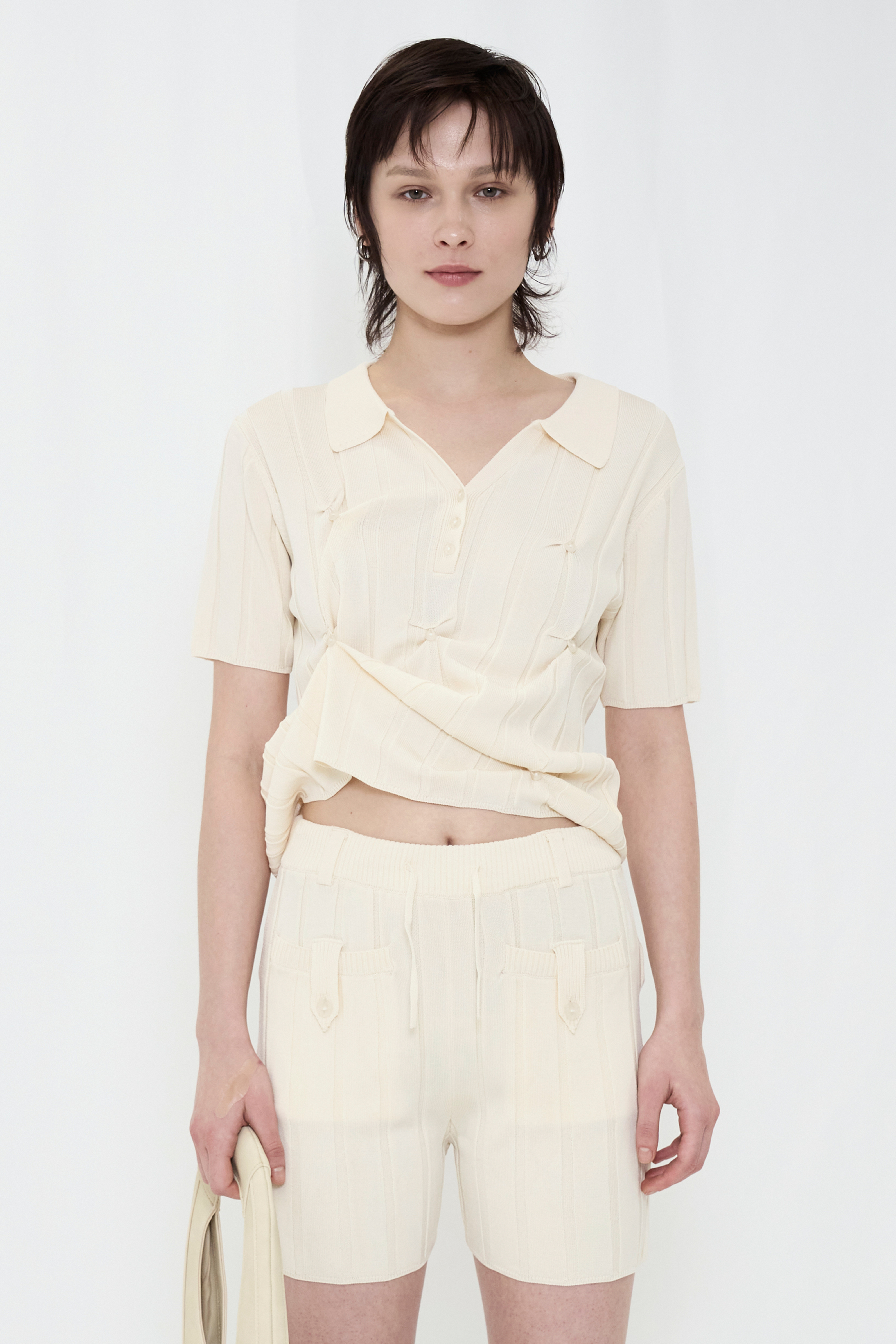 SMOOTH KNIT POLO SHIRT / IVORY