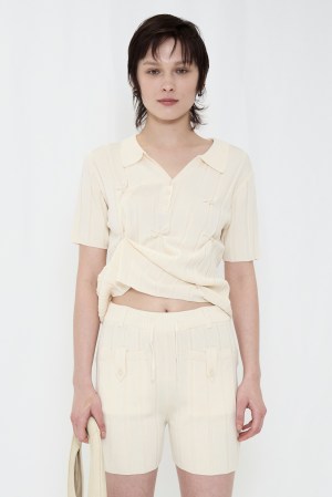 SMOOTH KNIT POLO SHIRT / IVORY