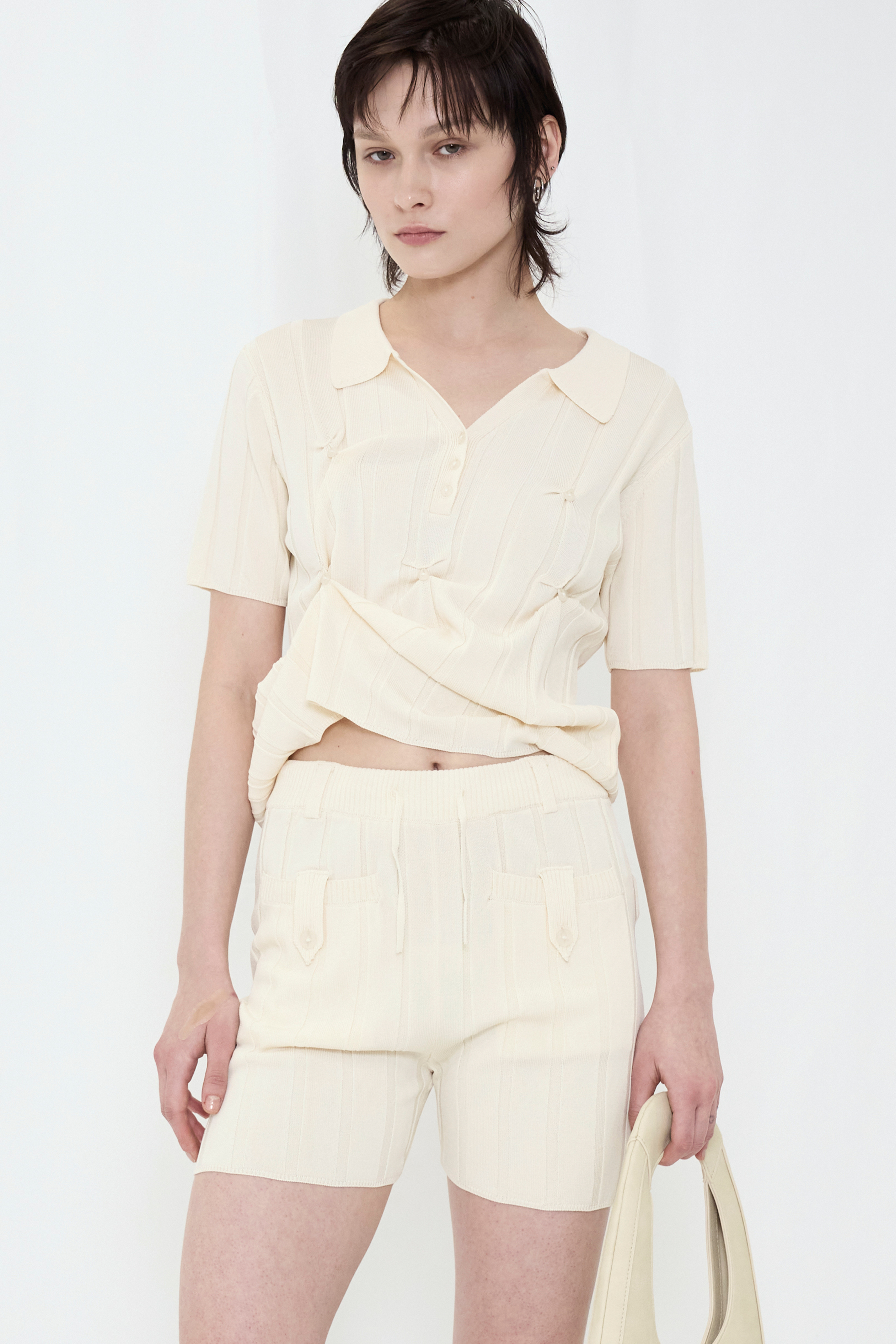 SMOOTH KNIT POLO SHIRT / IVORY