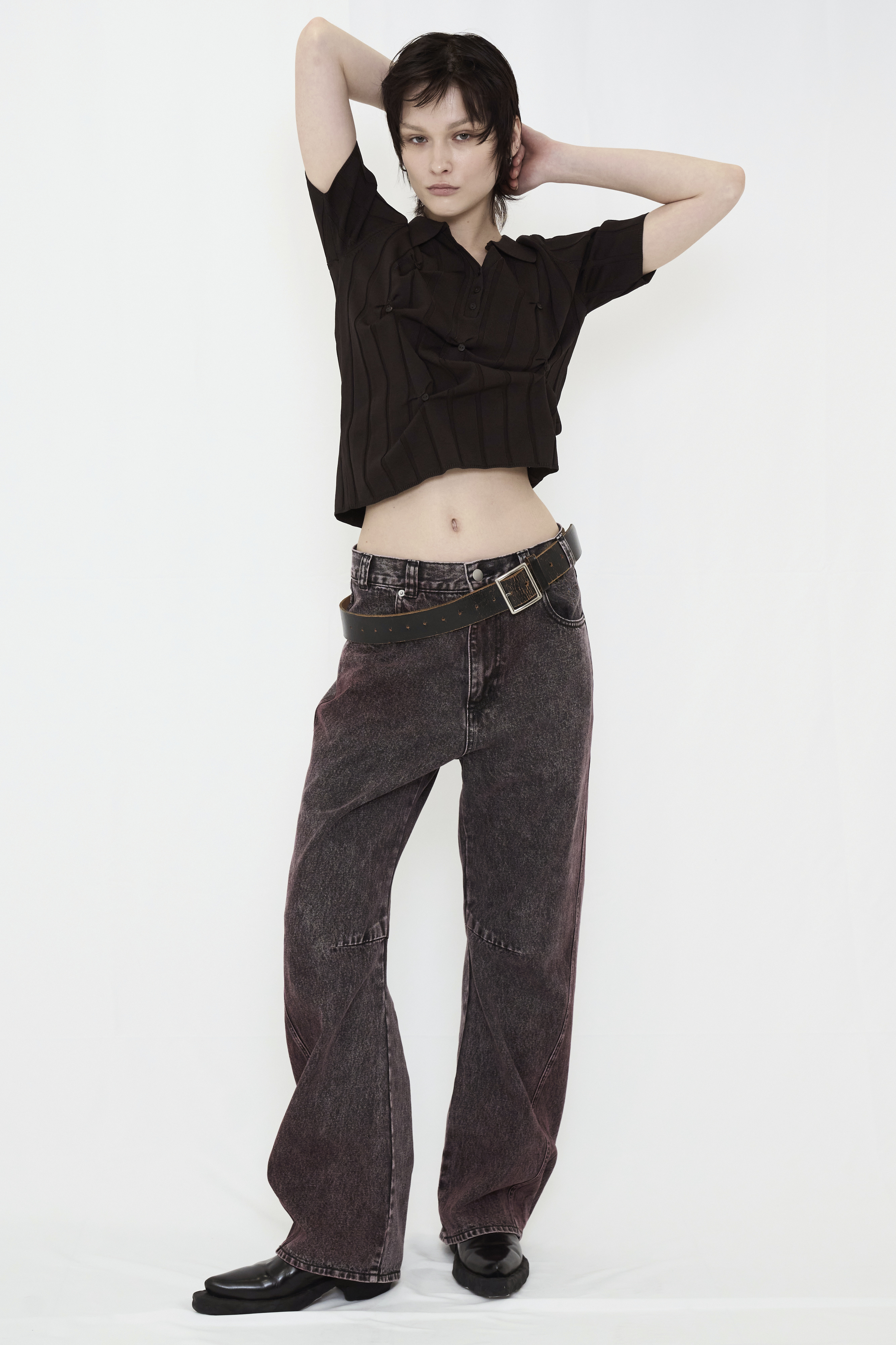 SMOOTH KNIT POLO SHIRT / CHARCOAL