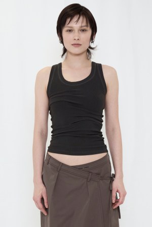 TUCK RIB TANK TOP / CHARCOAL