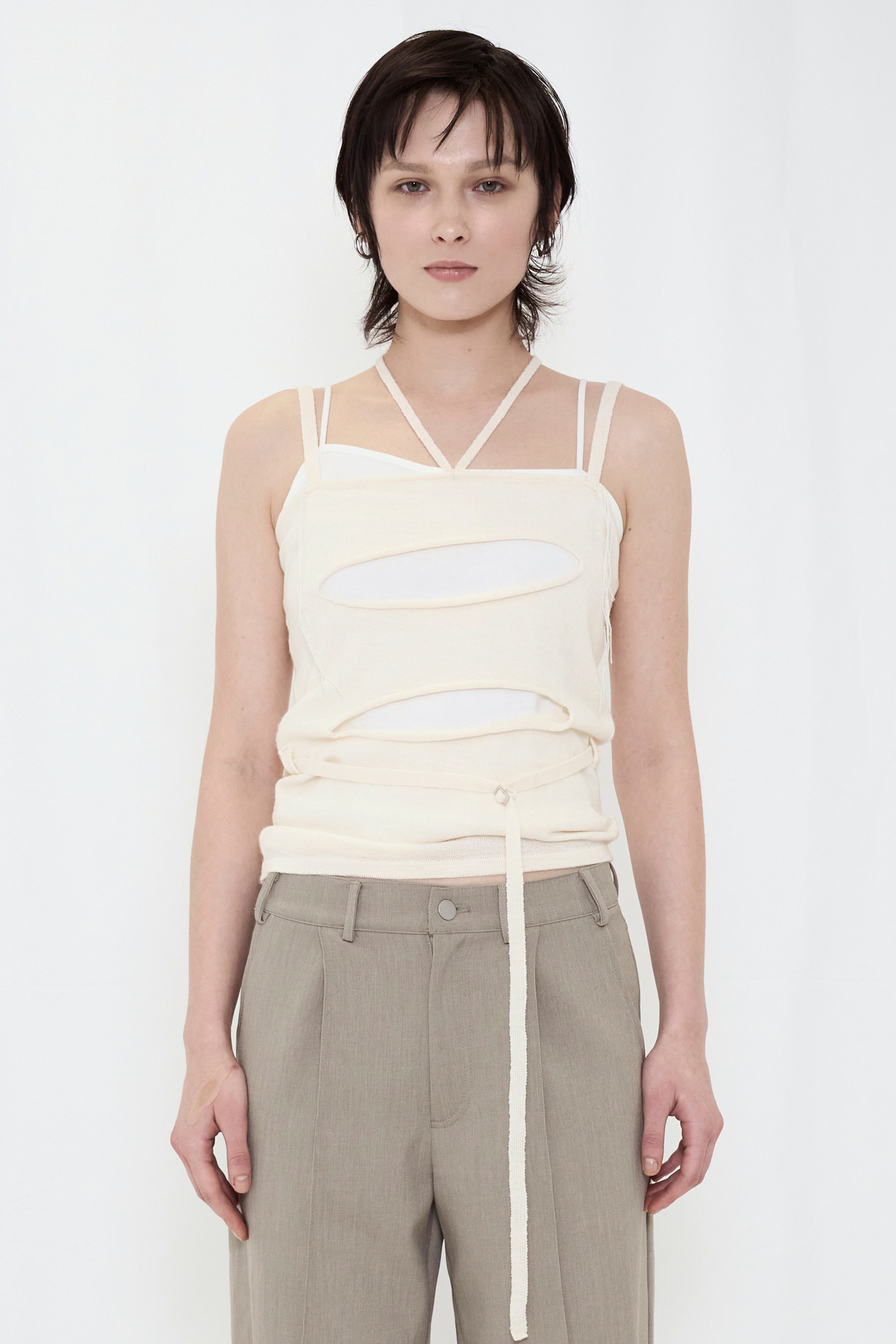 LAYERED KNIT CAMISOLE / IVORY