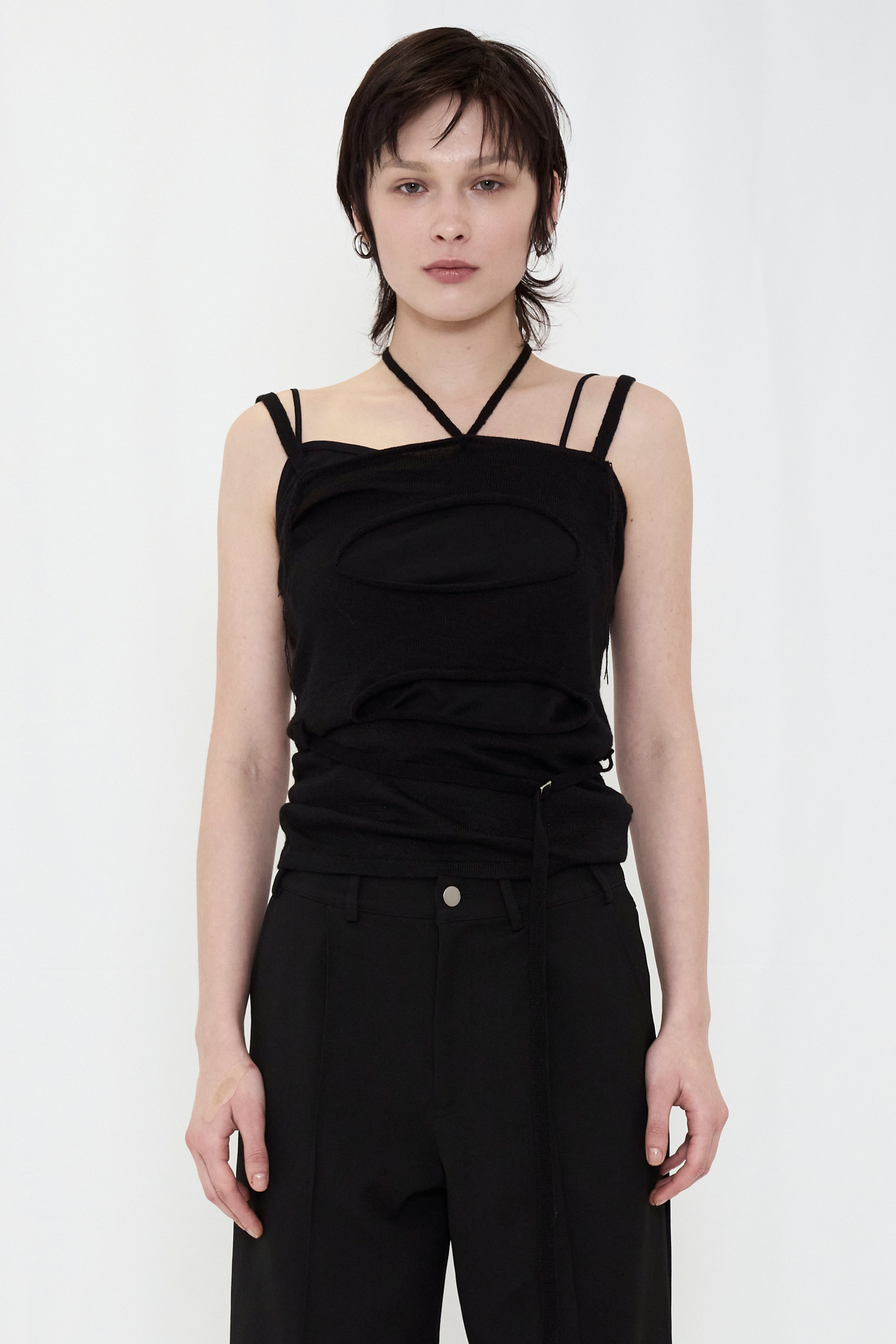LAYERED KNIT CAMISOLE / BLACK