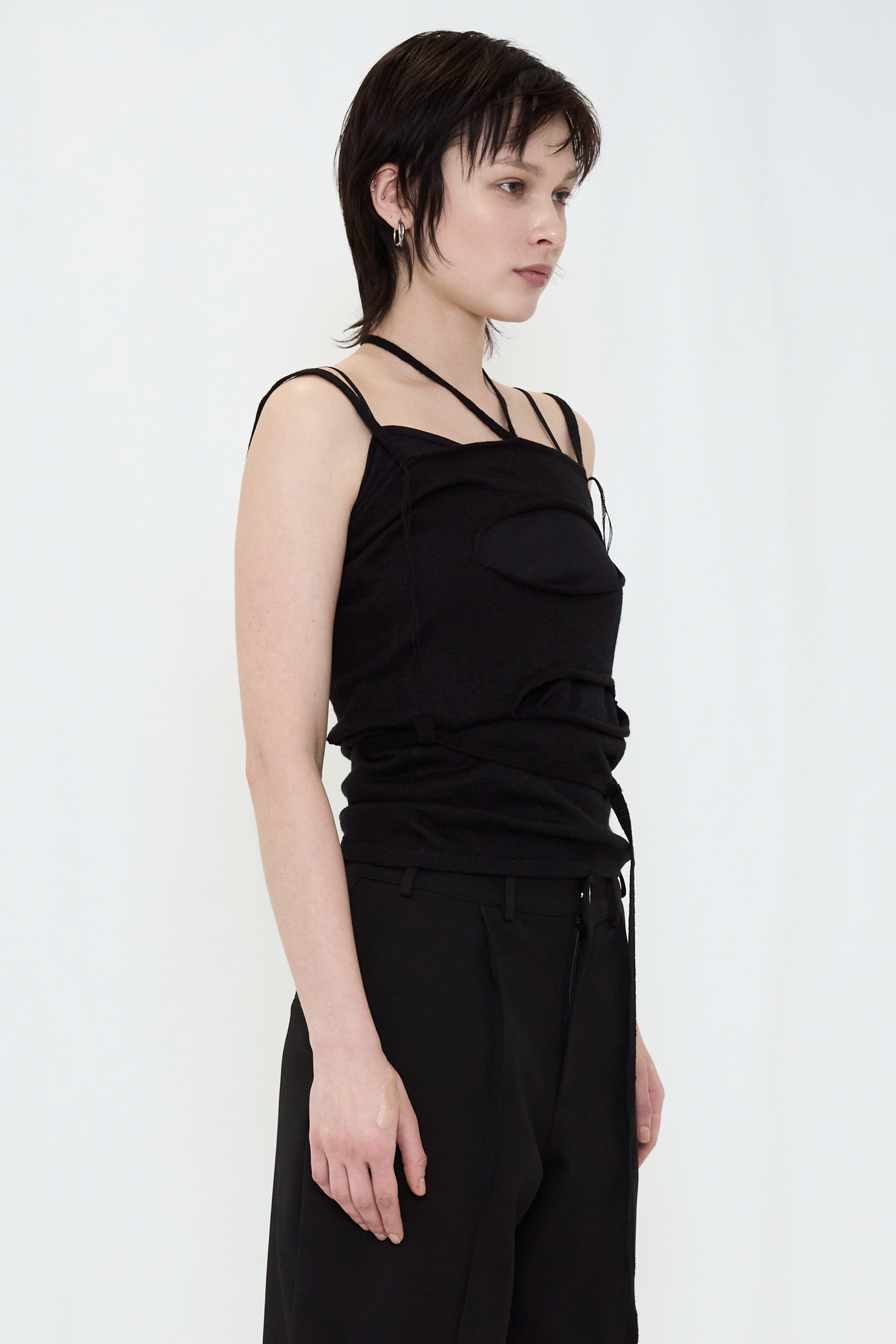 LAYERED KNIT CAMISOLE / BLACK