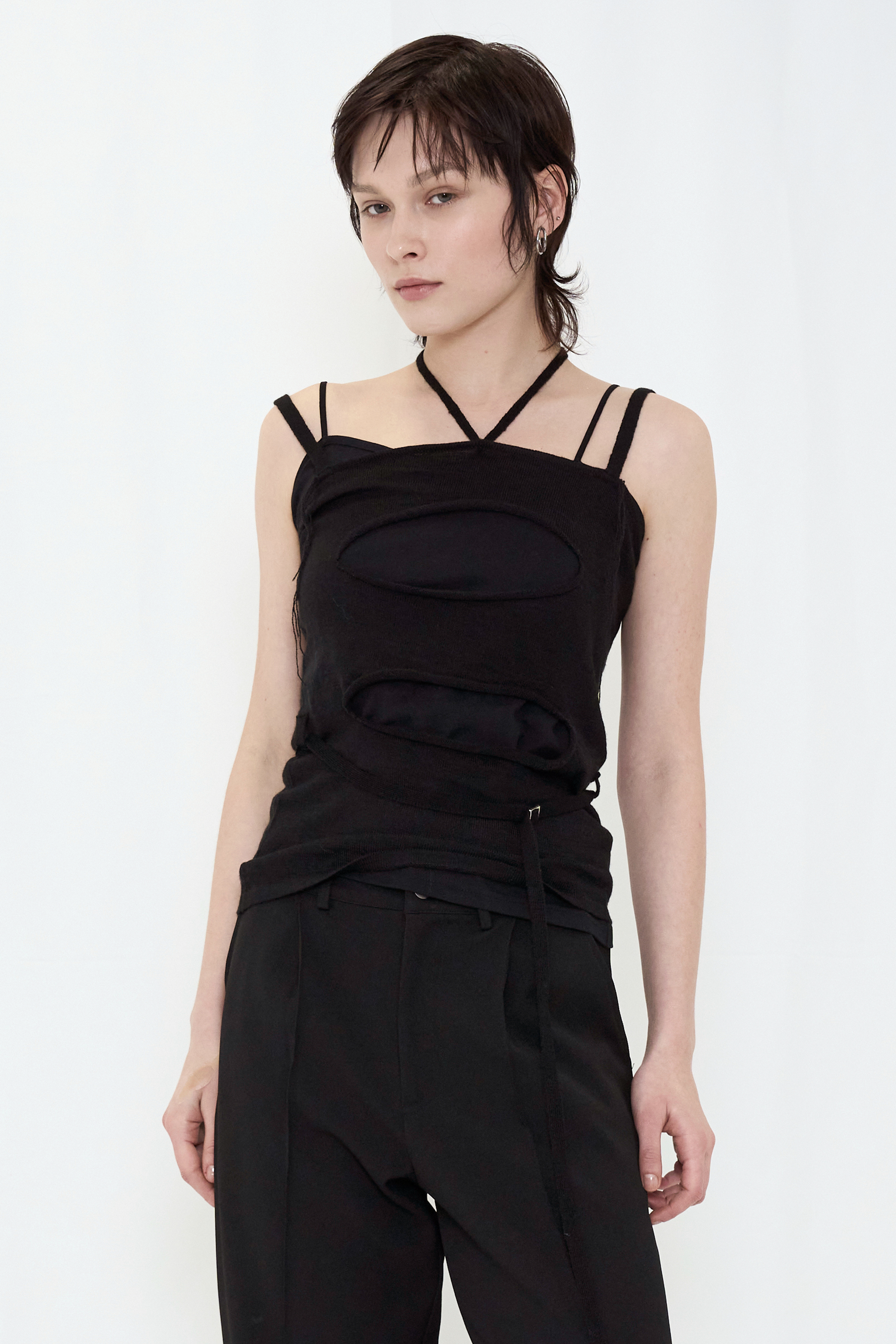LAYERED KNIT CAMISOLE / BLACK
