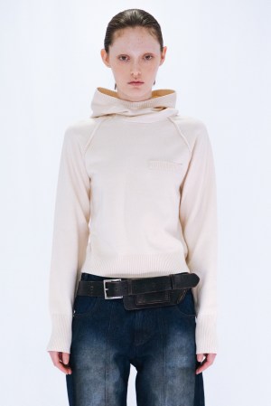KNIT HOODIE TOP / IVORY