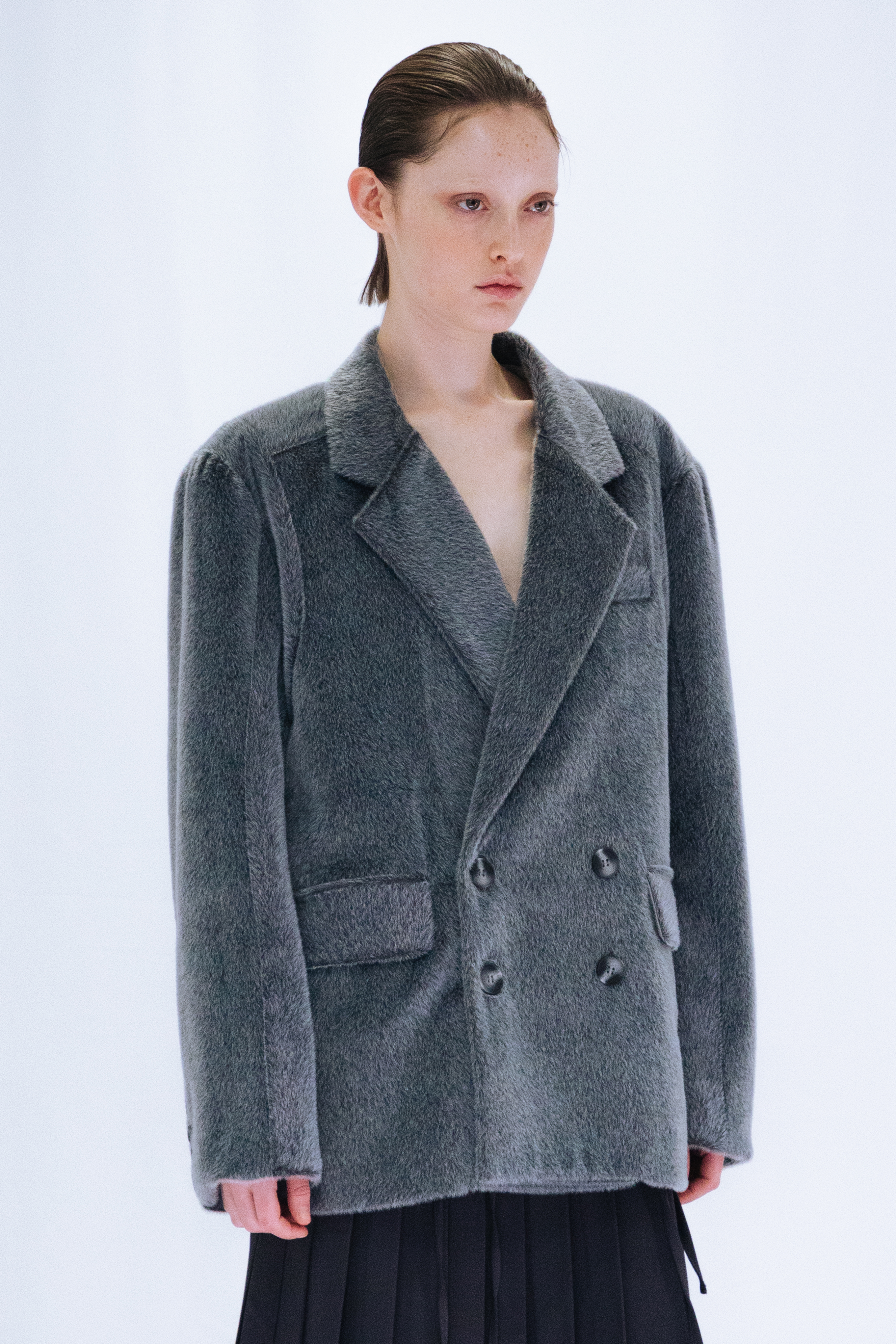 FUR DOUBLE JACKET / GRAY