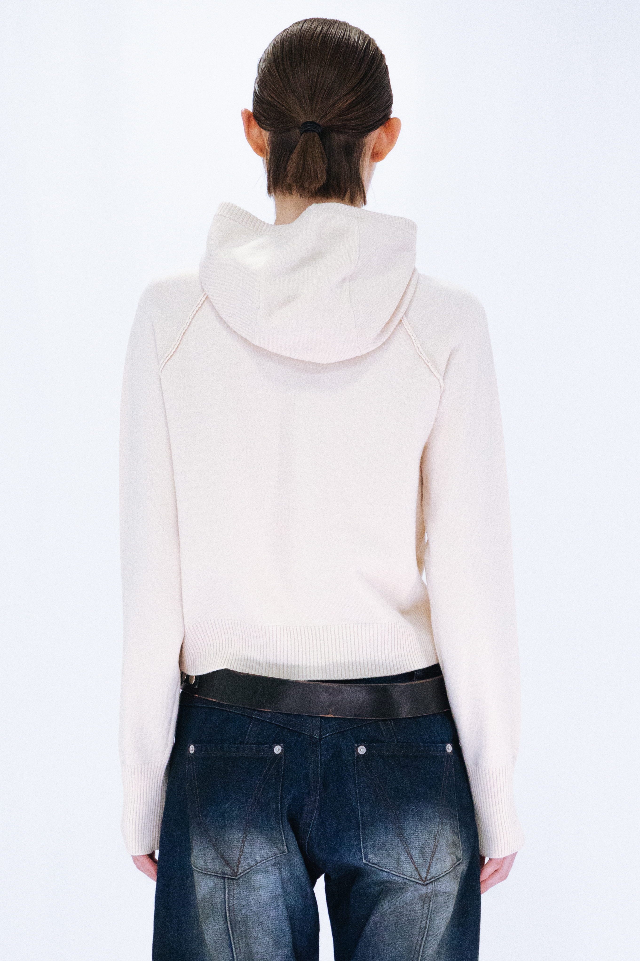 KNIT HOODIE TOP / IVORY
