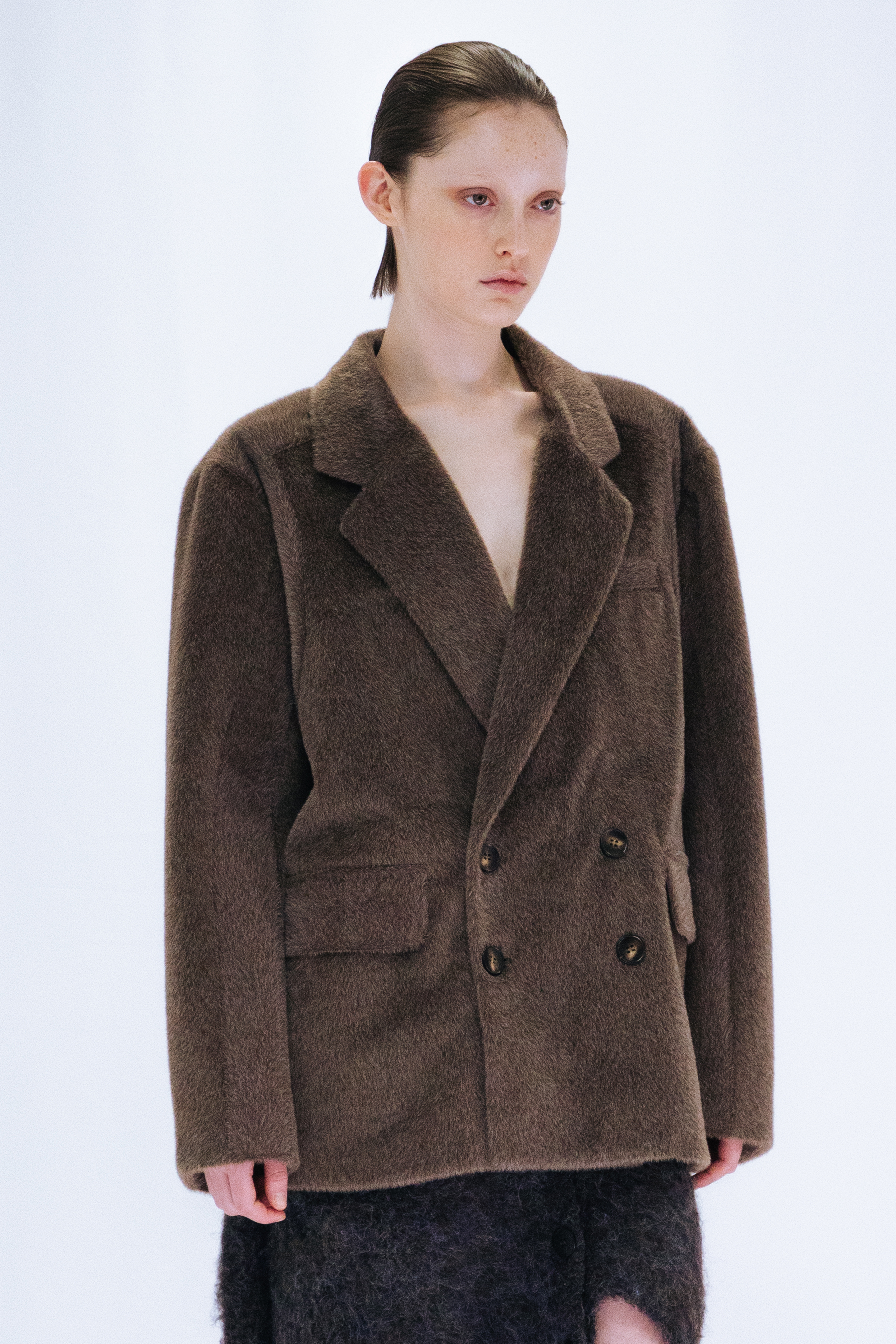 FUR DOUBLE JACKET / BROWN