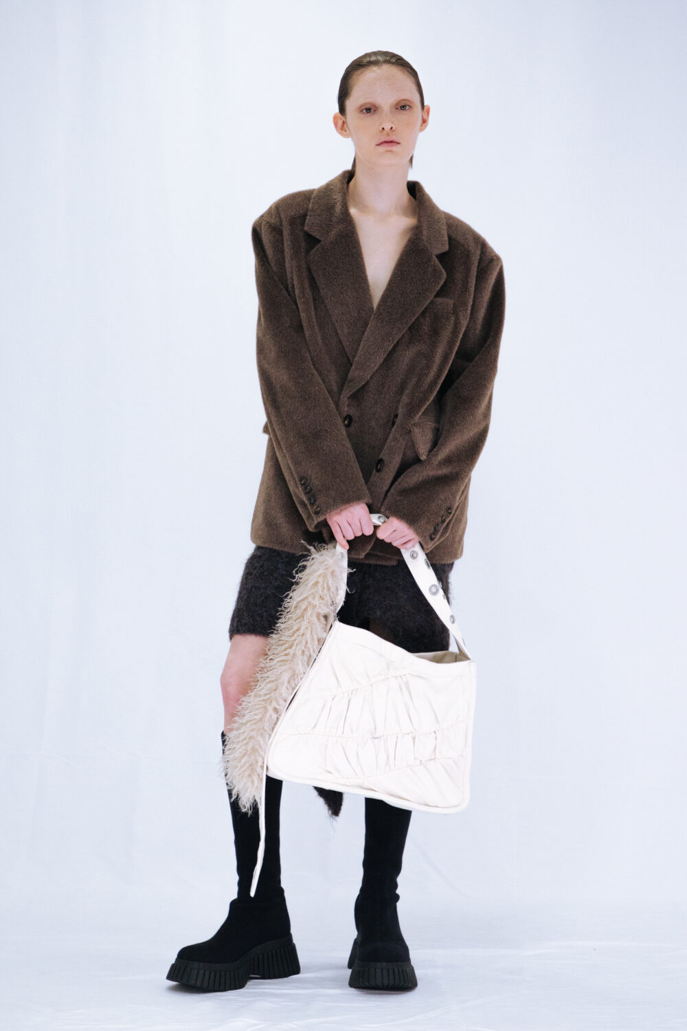 FUR DOUBLE JACKET / BROWN – VIAVANDA