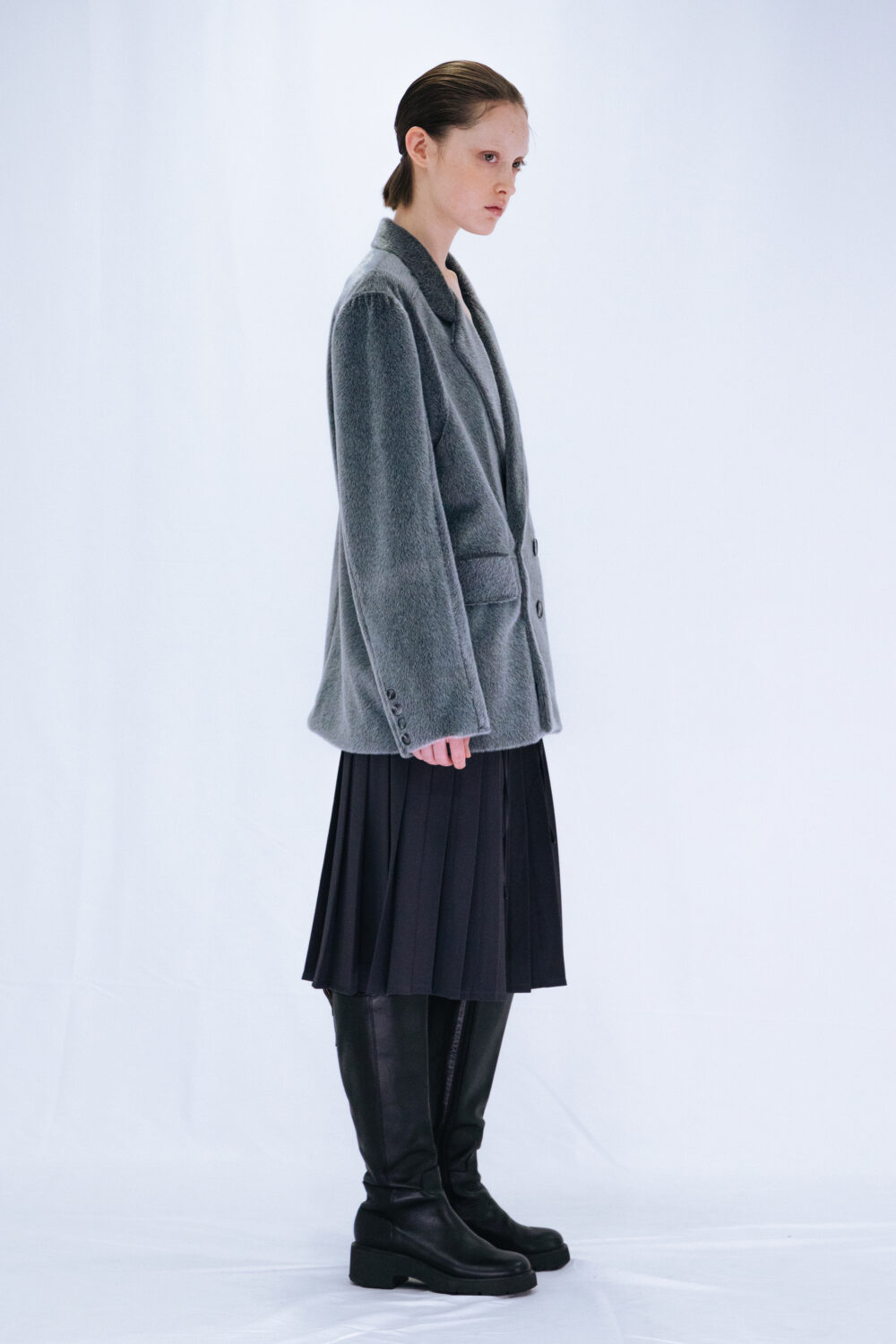 FUR DOUBLE JACKET / GRAY – VIAVANDA