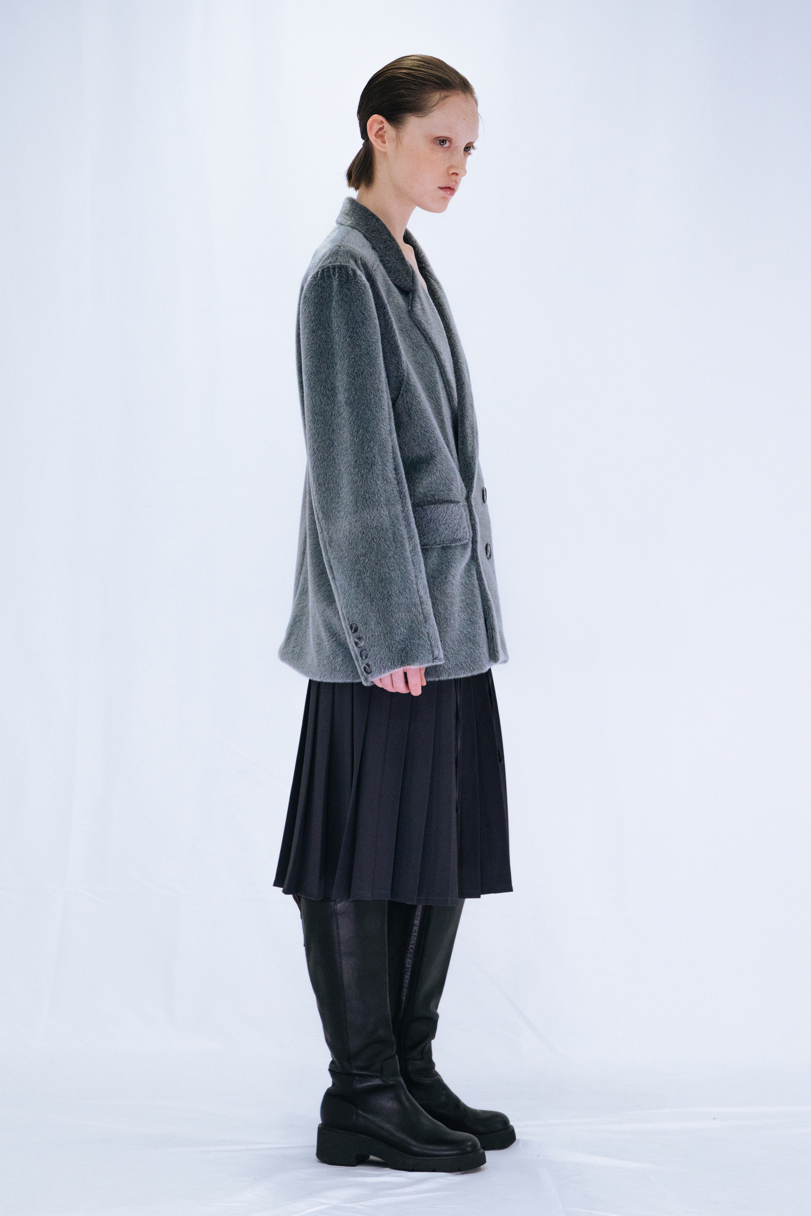 FUR DOUBLE JACKET / GRAY