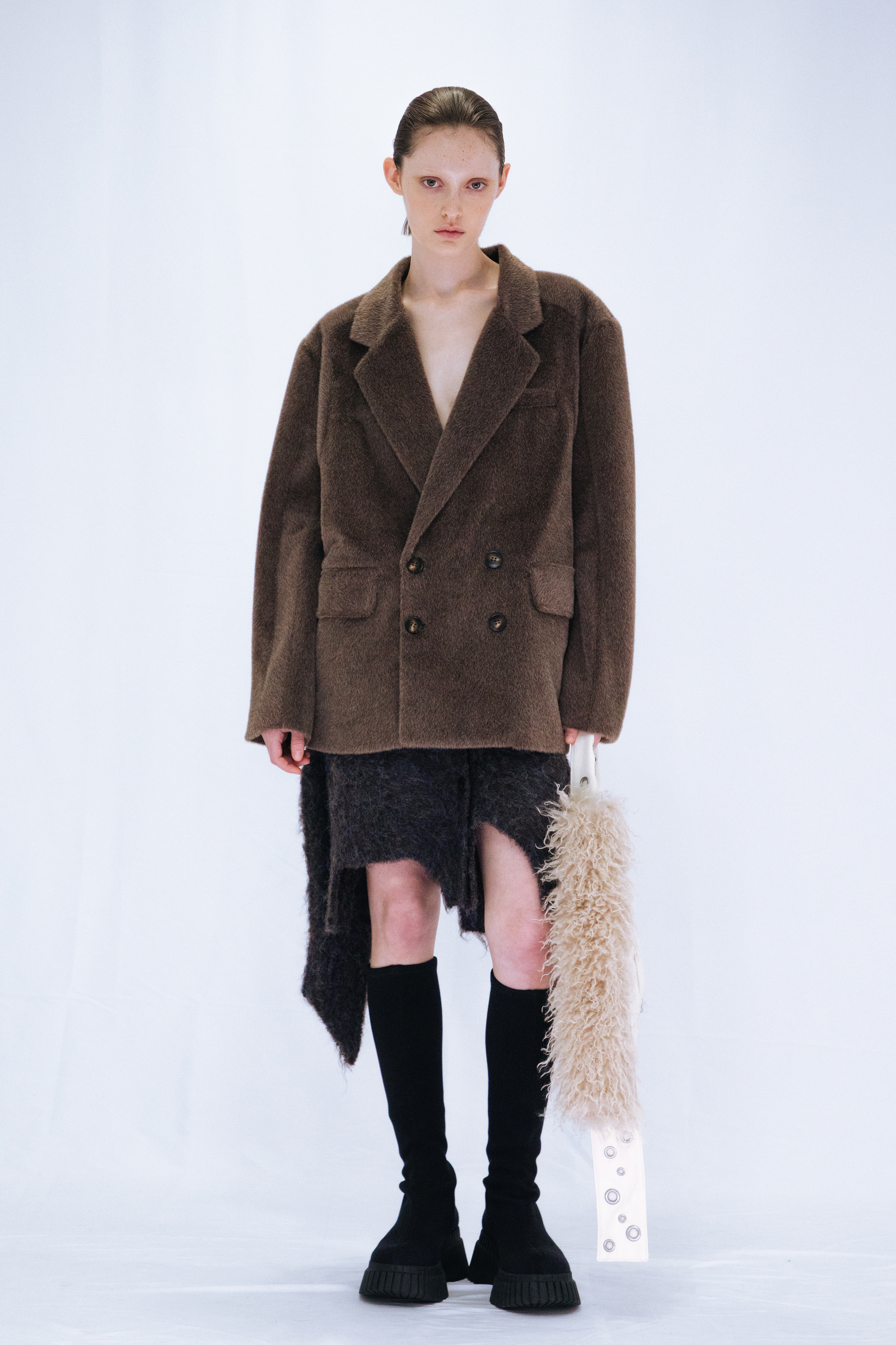 FUR DOUBLE JACKET / BROWN