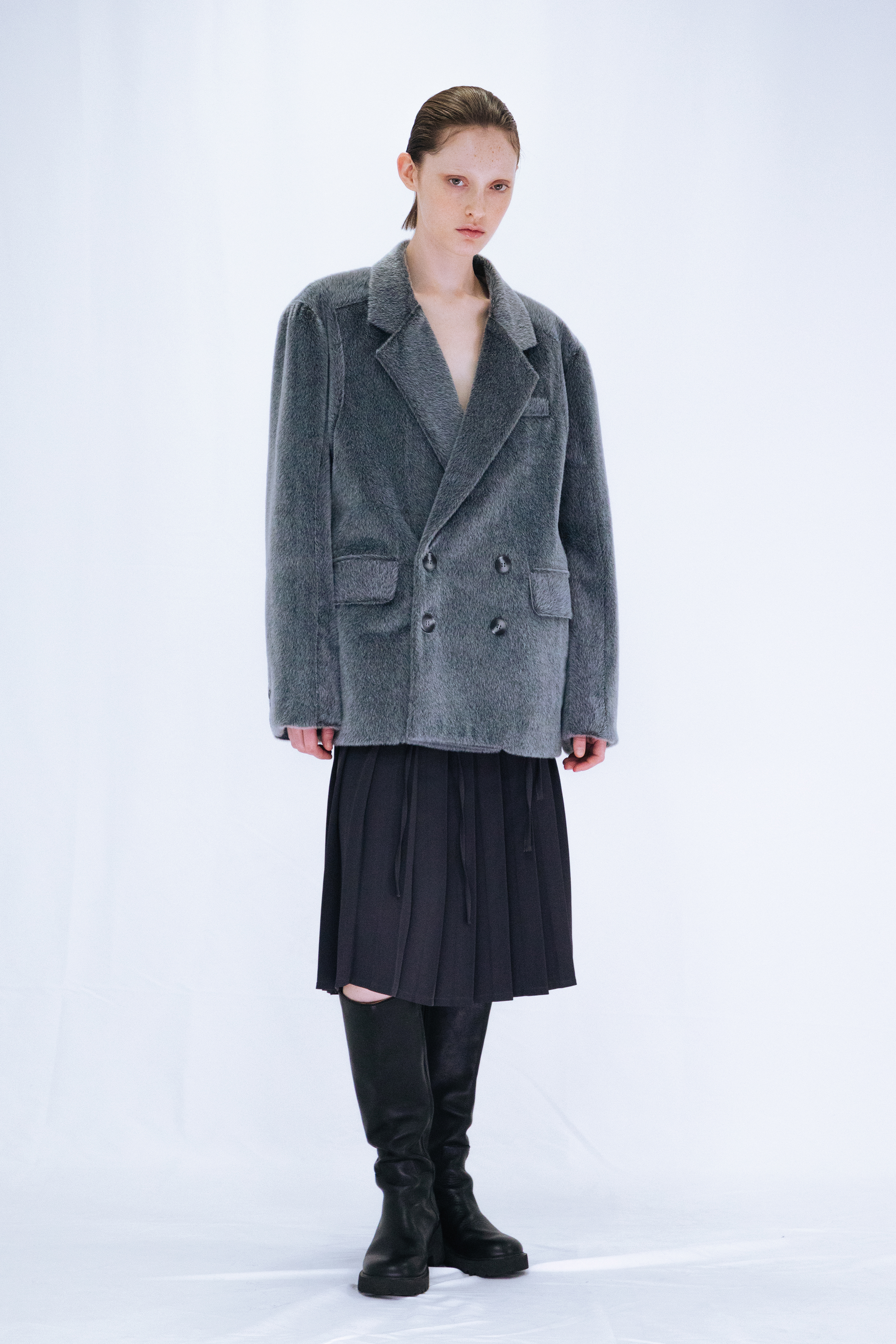 FUR DOUBLE JACKET / GRAY