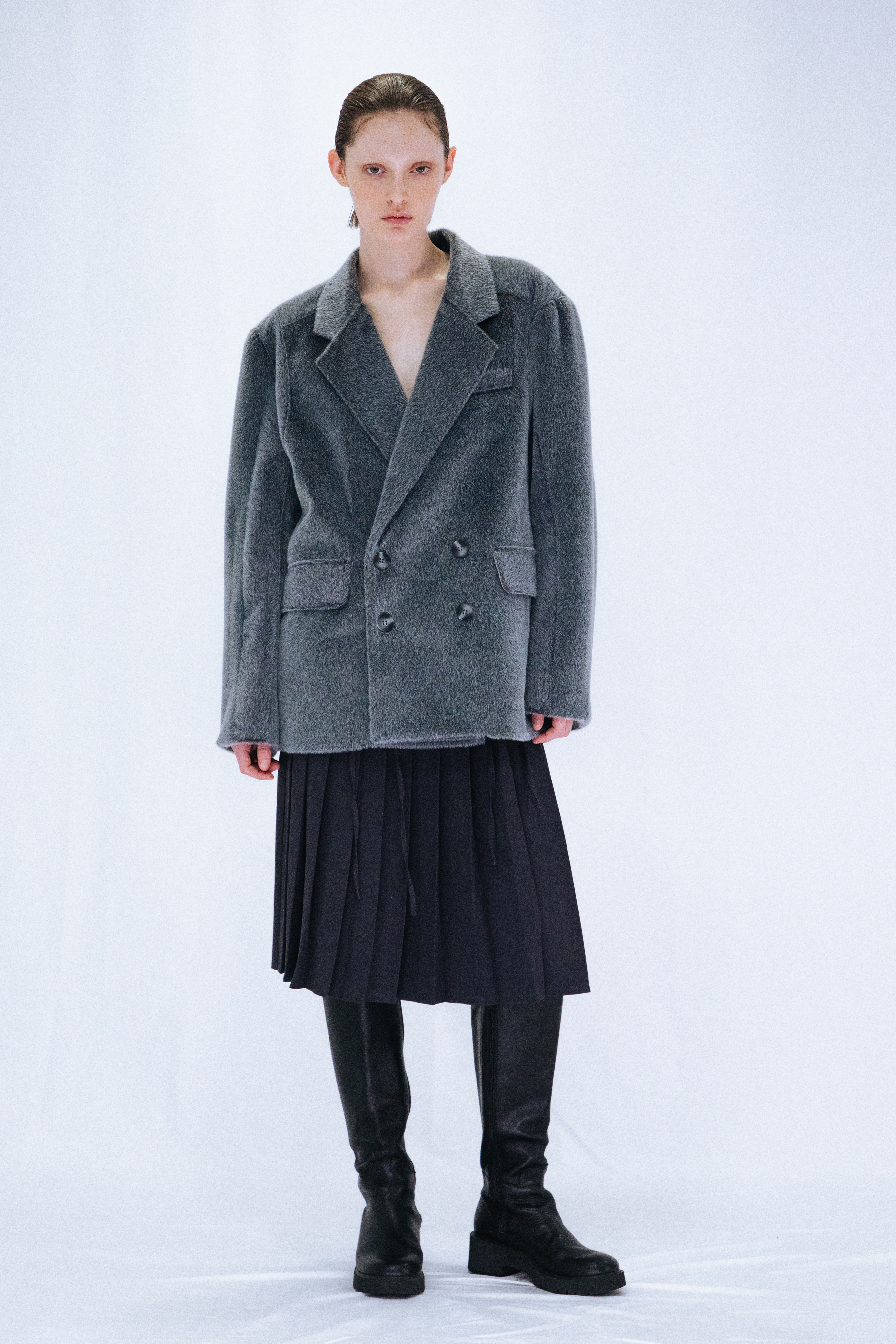 FUR DOUBLE JACKET / GRAY