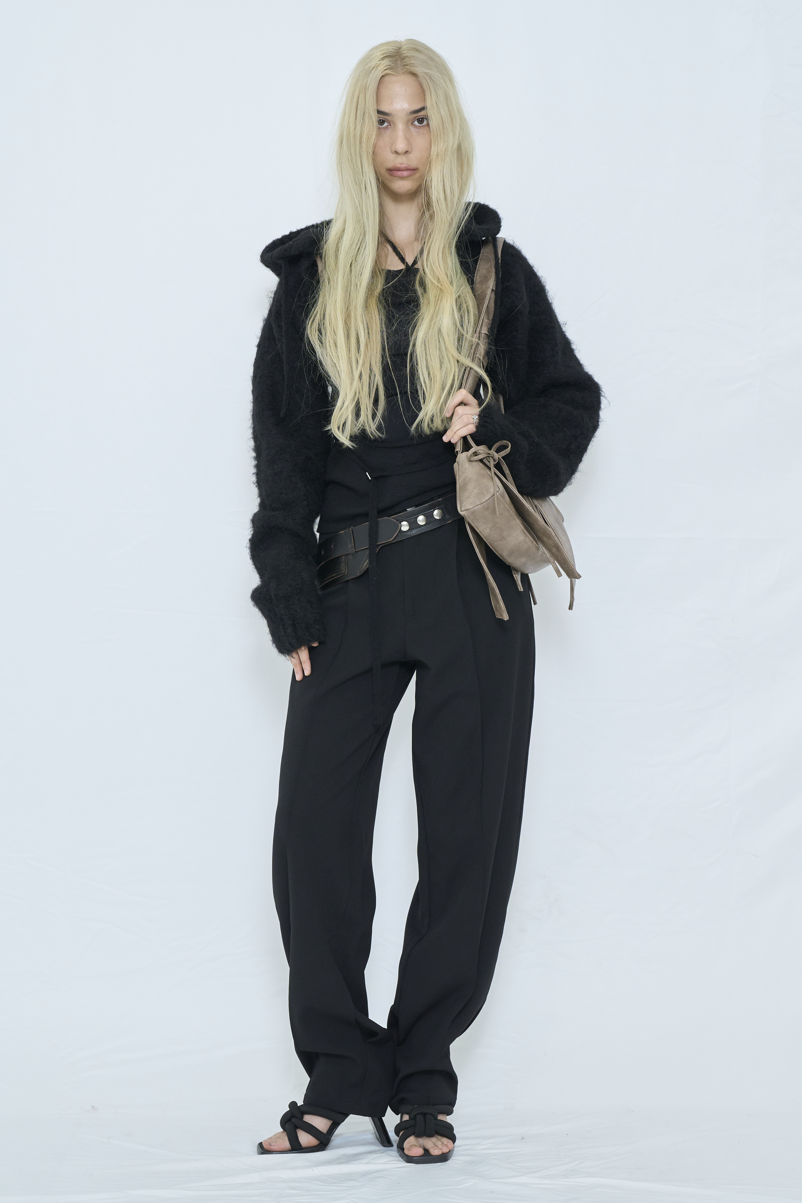 2WAY HOODED MUFFLER KNIT / BLACK