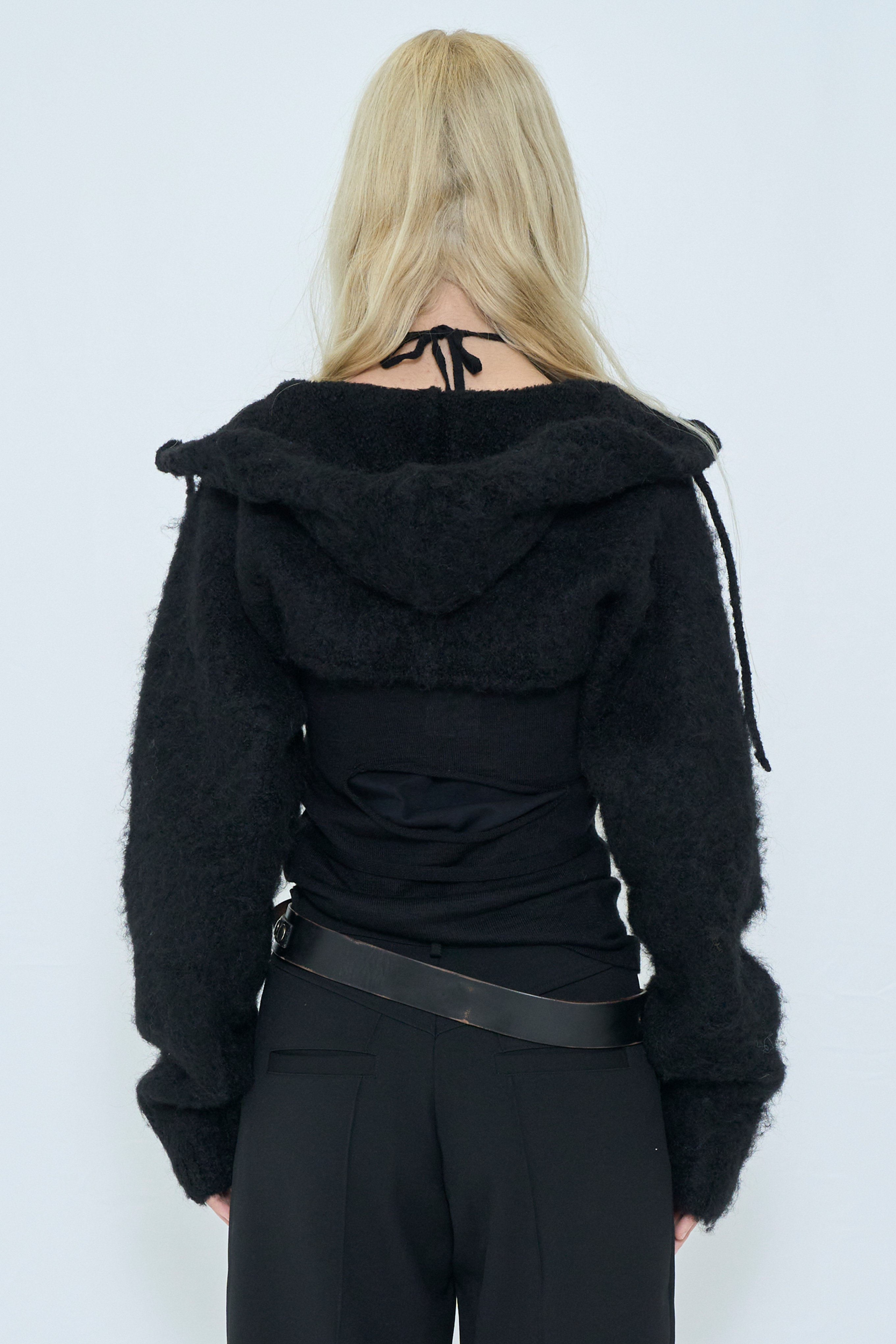 2WAY HOODED MUFFLER KNIT / BLACK