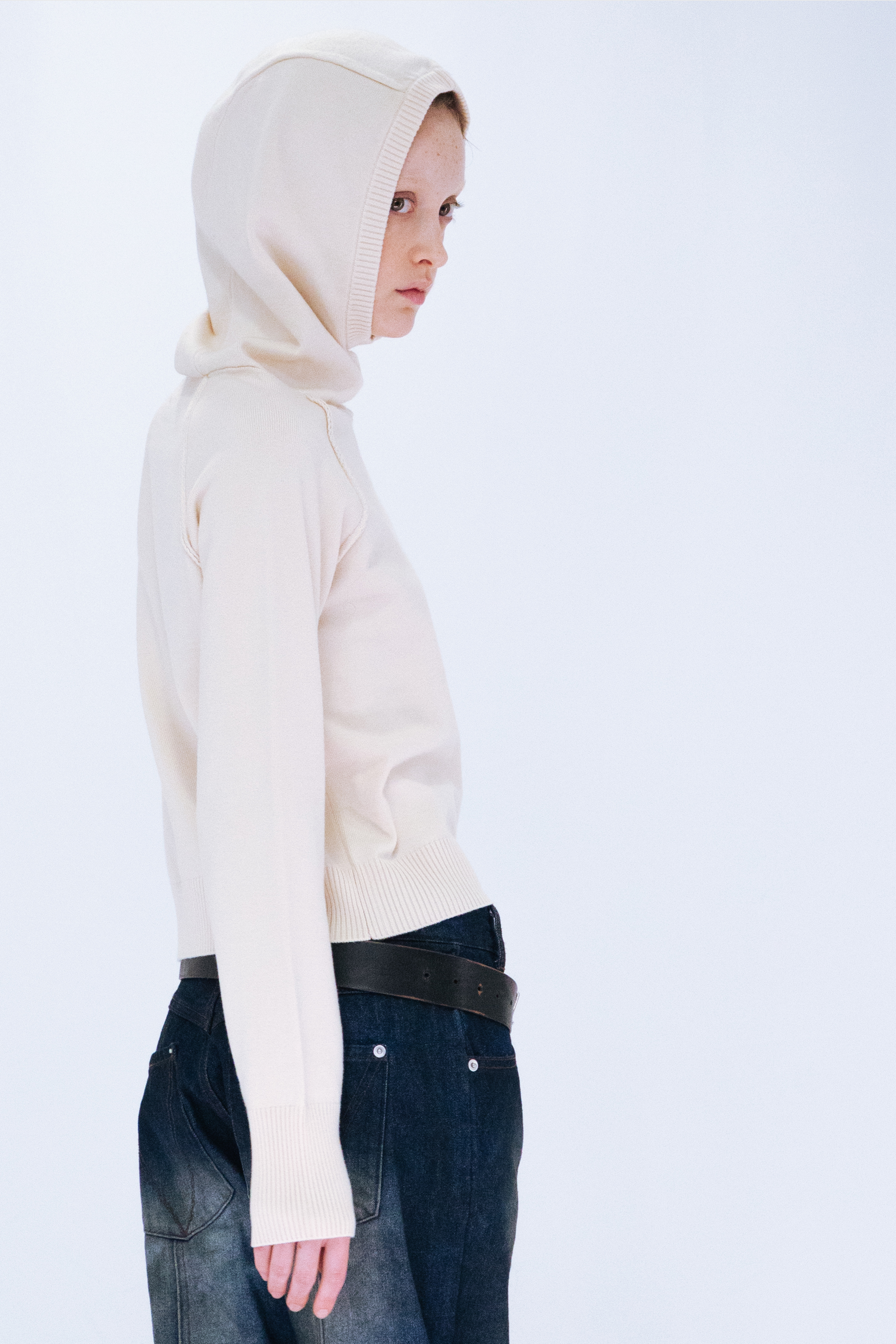 KNIT HOODIE TOP / IVORY