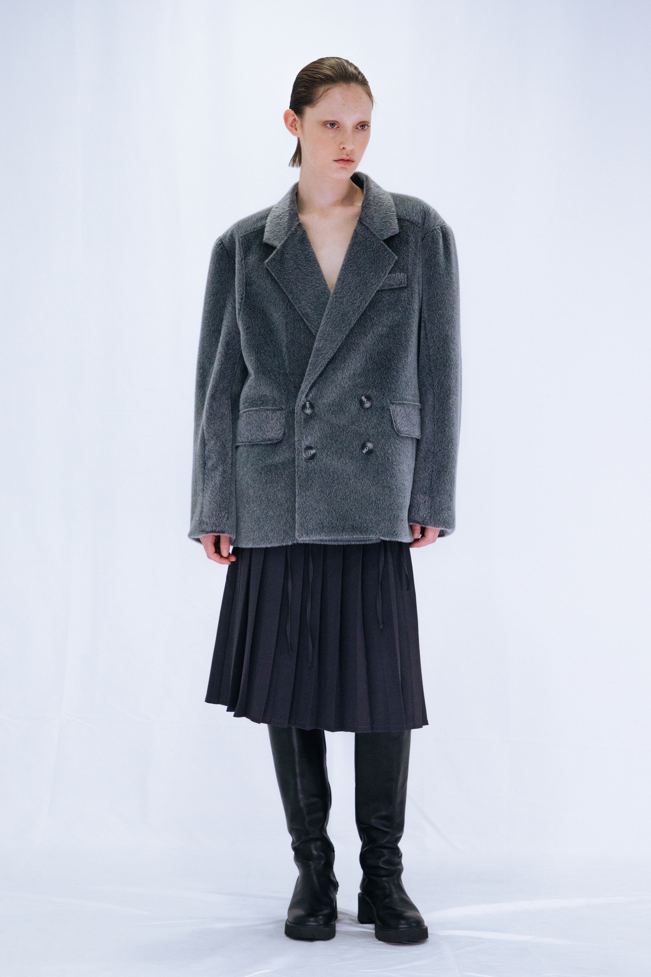 FUR DOUBLE JACKET / GRAY
