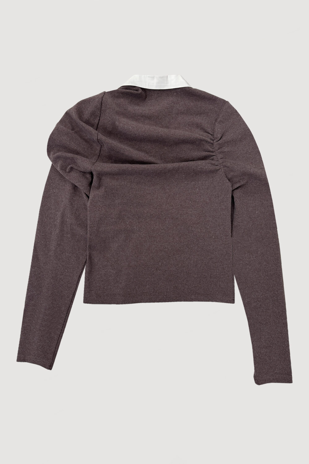 ASYMMETRIC POLO SHIRT / BROWN – VIAVANDA