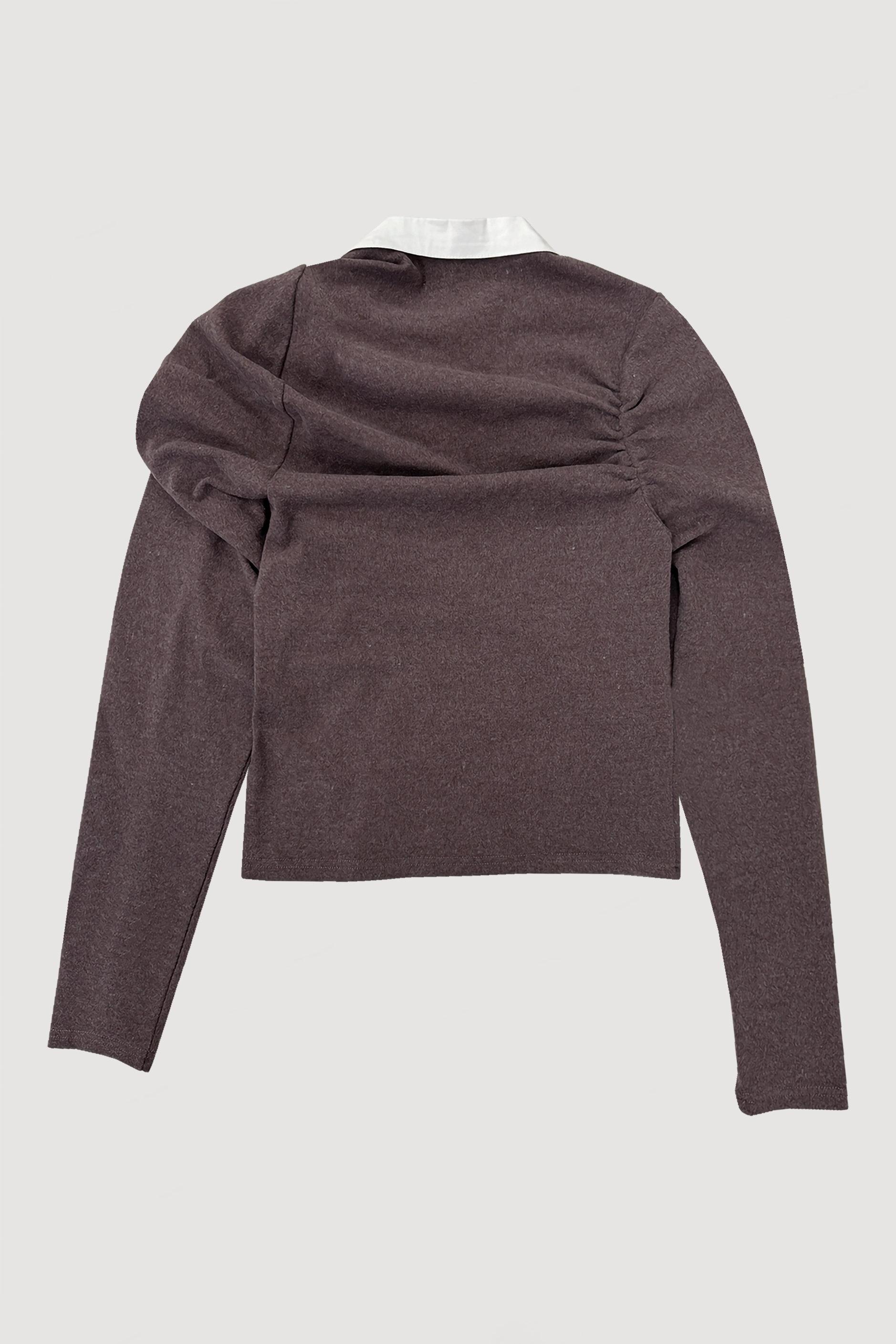 ASYMMETRIC POLO SHIRT / BROWN