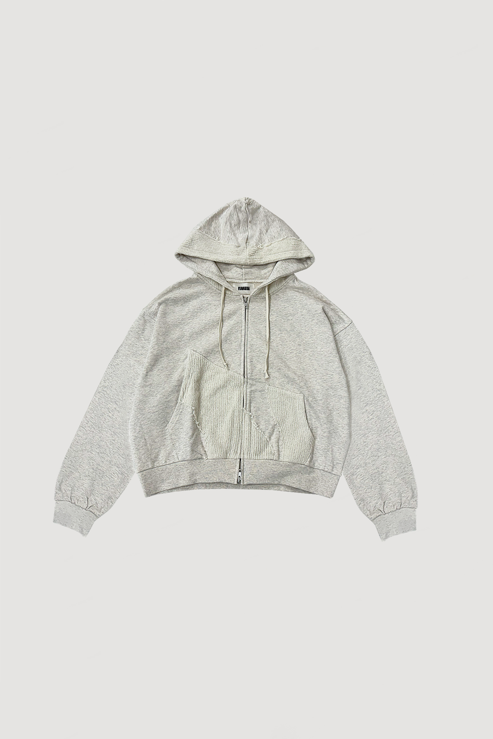 KNIT LAYERED HOODIE / OATMEAL