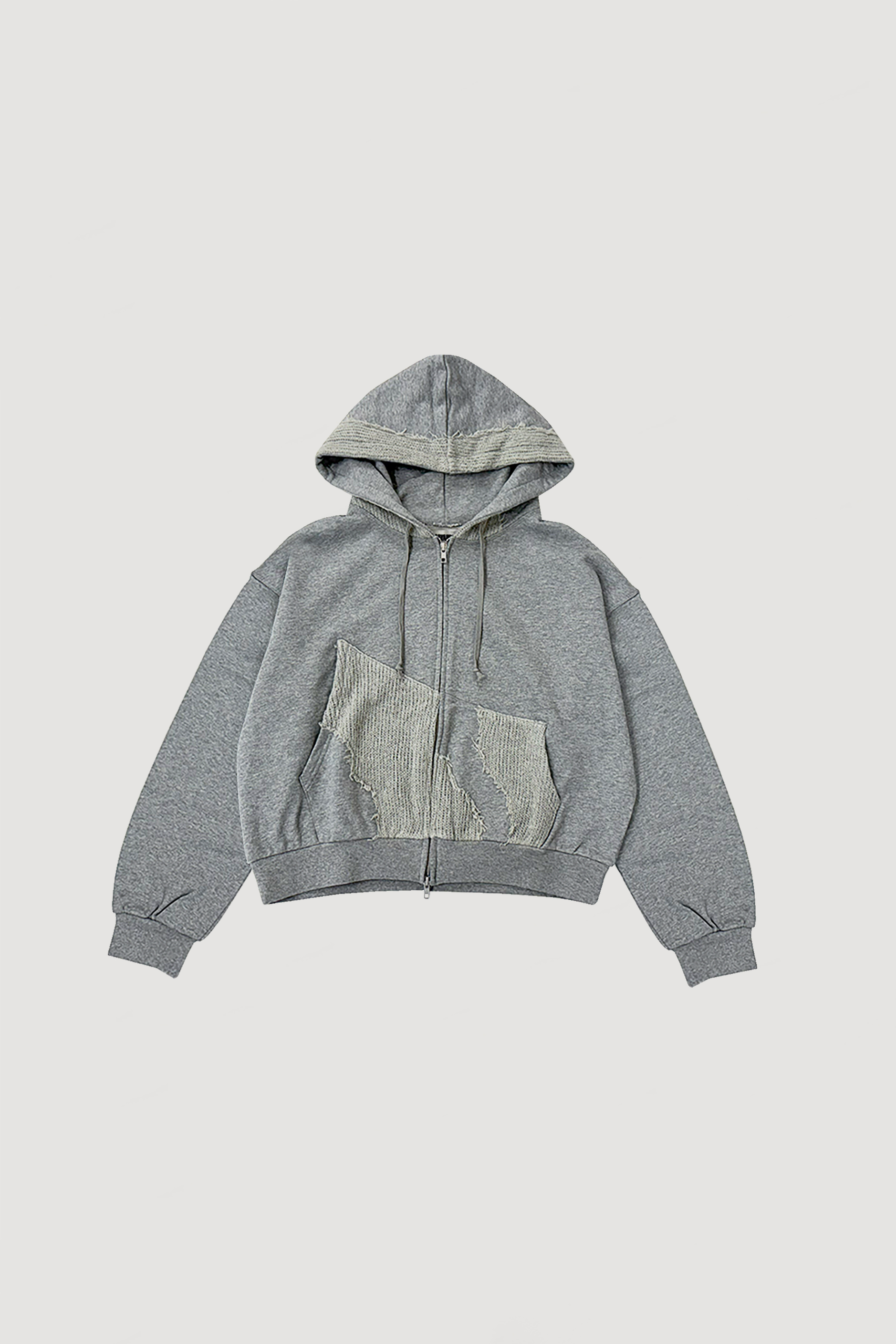 KNIT LAYERED HOODIE / GRAY
