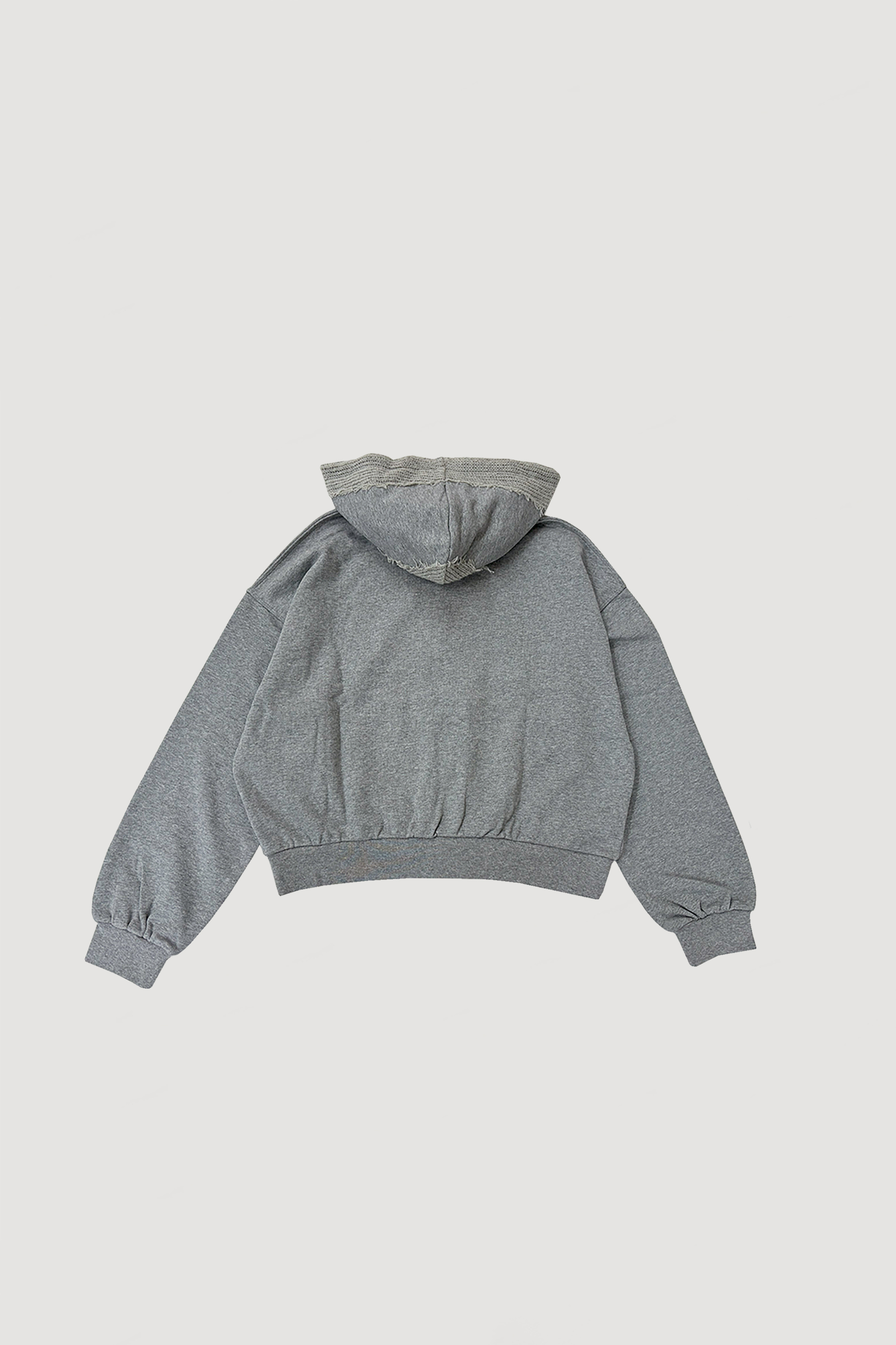 KNIT LAYERED HOODIE / GRAY