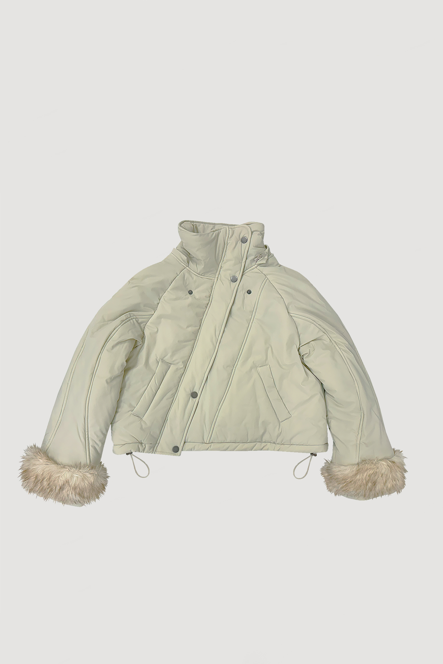 FUR HOODED PADDING JACKET / IVORY