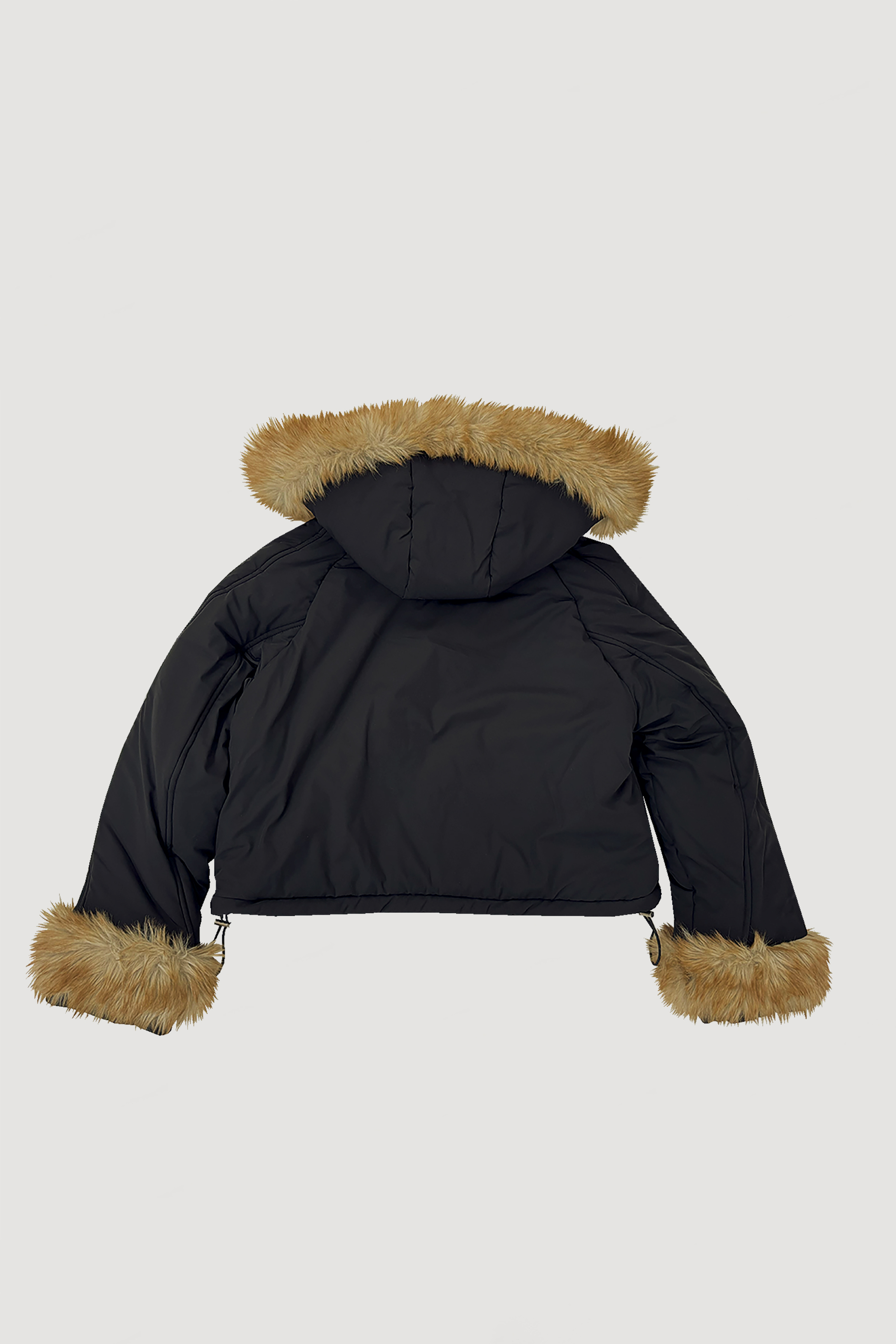 FUR HOODED PADDING JACKET / BLACK