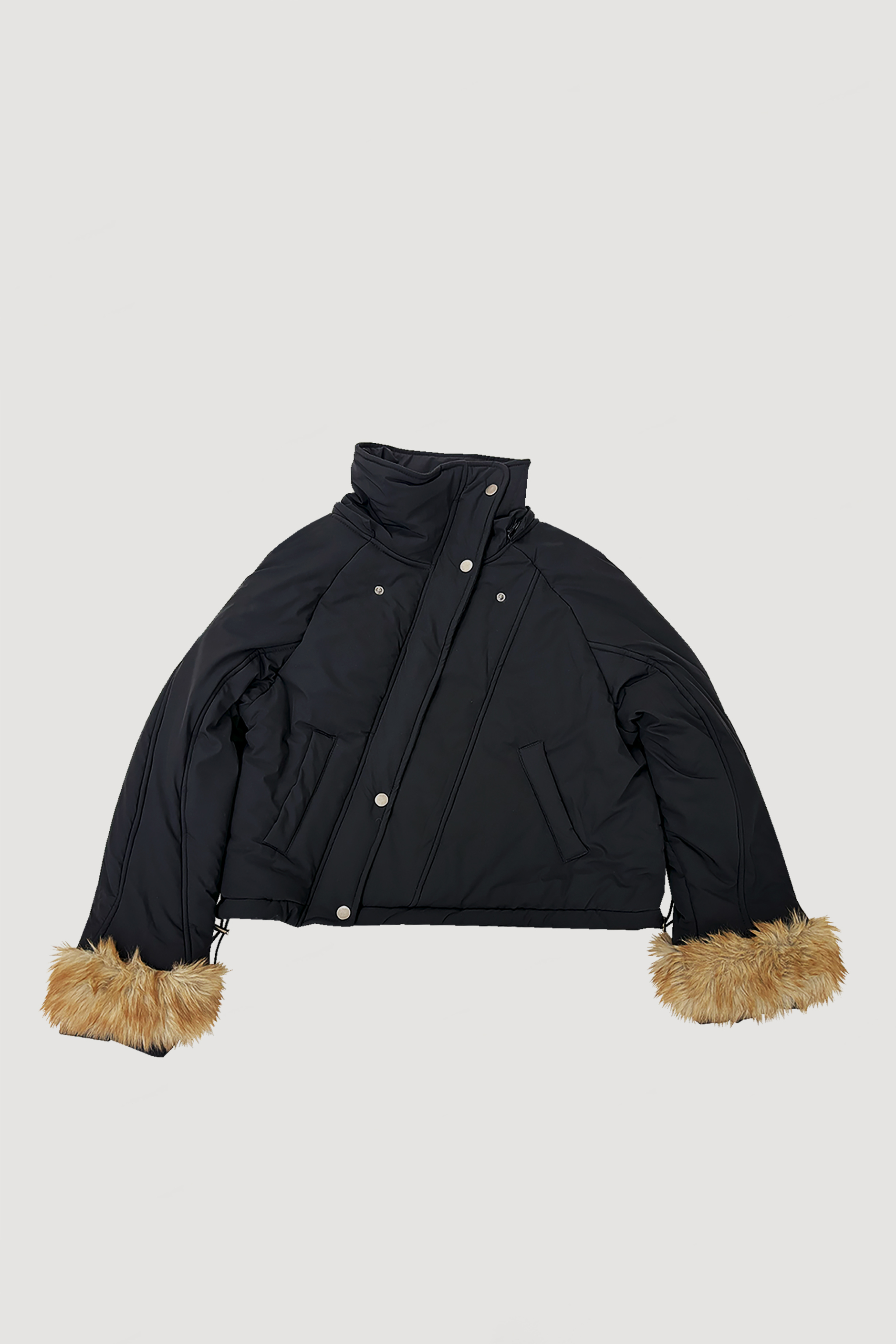 FUR HOODED PADDING JACKET / BLACK